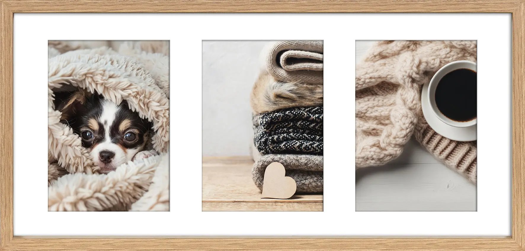 Bilderrahmen OAKY mit Passepartout aus FSC MDF Holz Eiche Optik PORTRAITRAHMEN