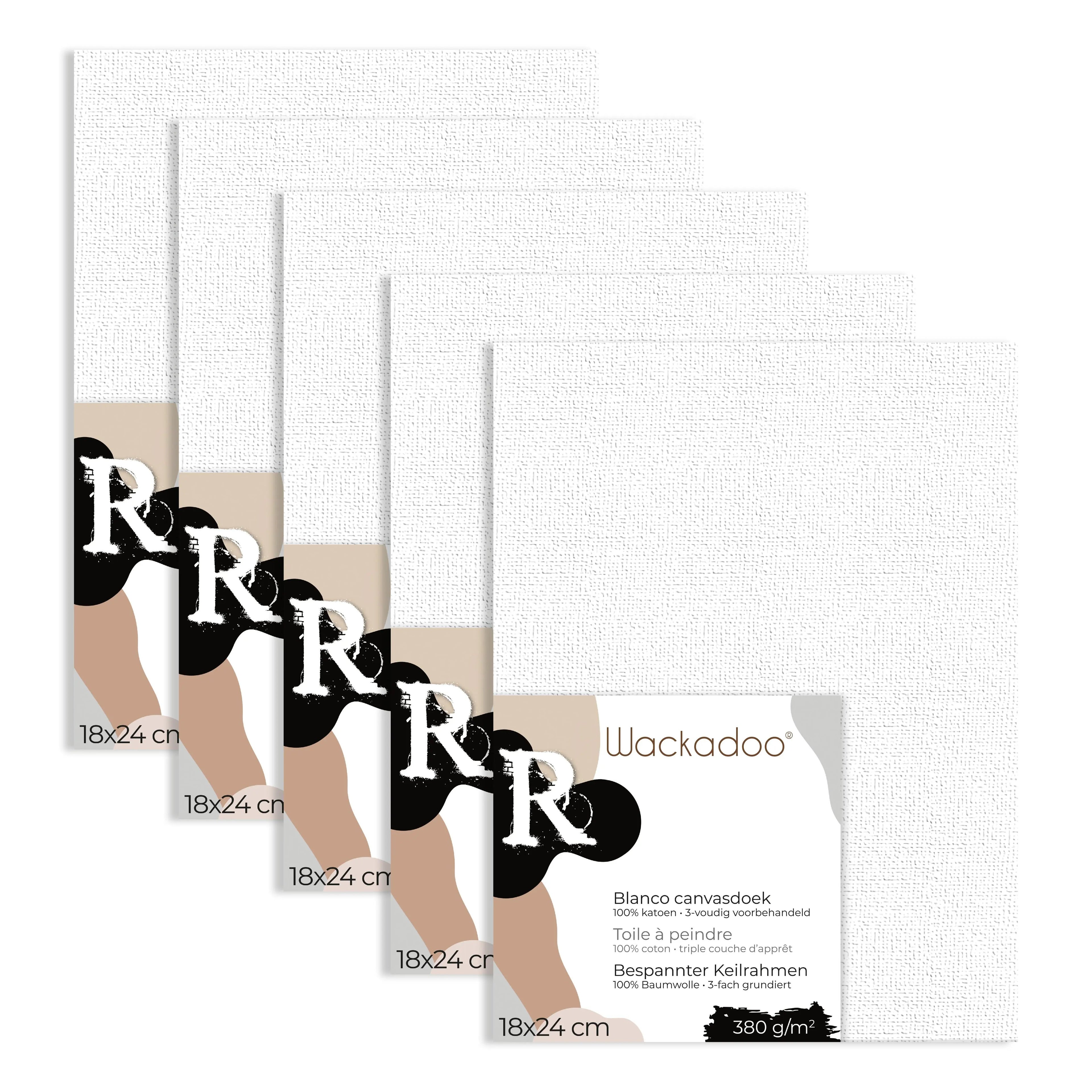Wackadoo ART 5er Set Leinwand zum Bemalen aus 100% Baumwolle, umlaufend gespannt auf FSC® Holz Wackadoo Living