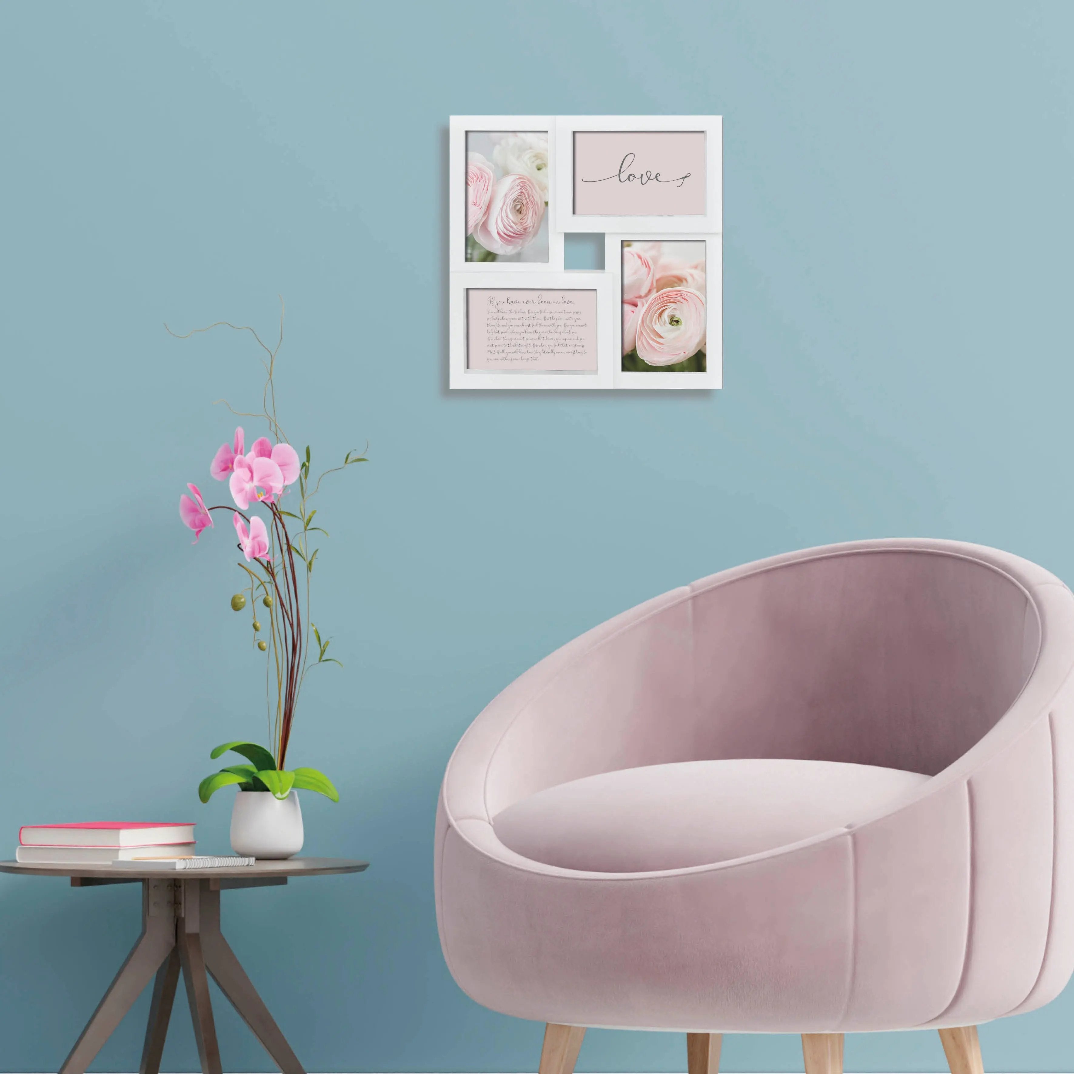 Wackadoo Bilderrahmen Collage weiß für 4 Bilder aus Kunststoff mit Glasscheiben COLLAGERAHMEN