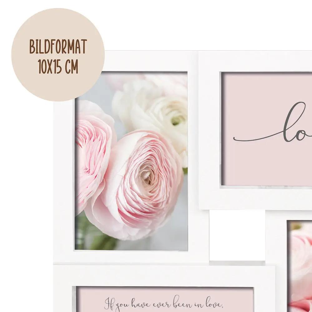 Wackadoo Bilderrahmen Collage weiß für 4 Bilder aus Kunststoff mit Glasscheiben COLLAGERAHMEN