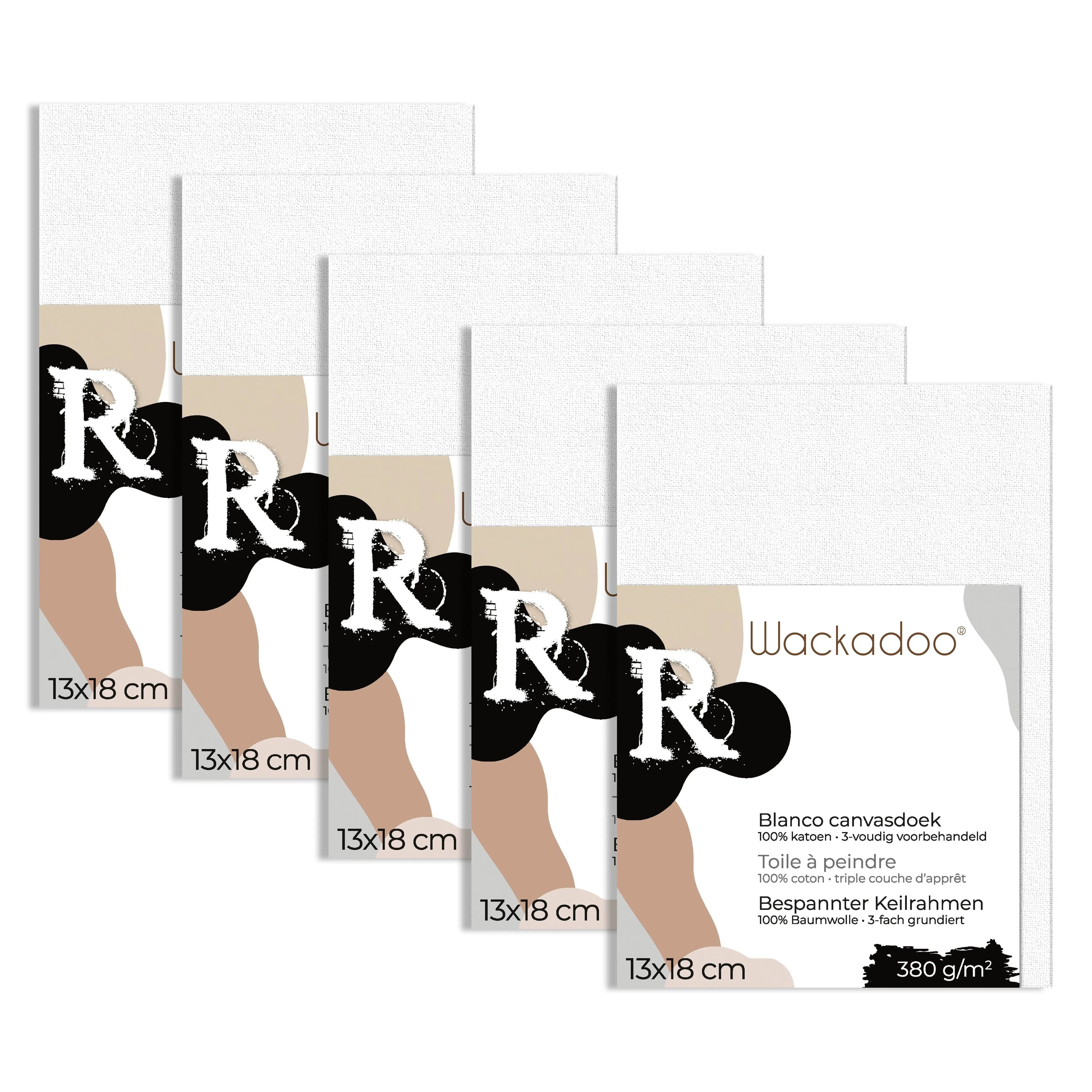 Wackadoo ART 5er Set Leinwand zum Bemalen aus 100% Baumwolle, umlaufend gespannt auf FSC® Holz Wackadoo Living