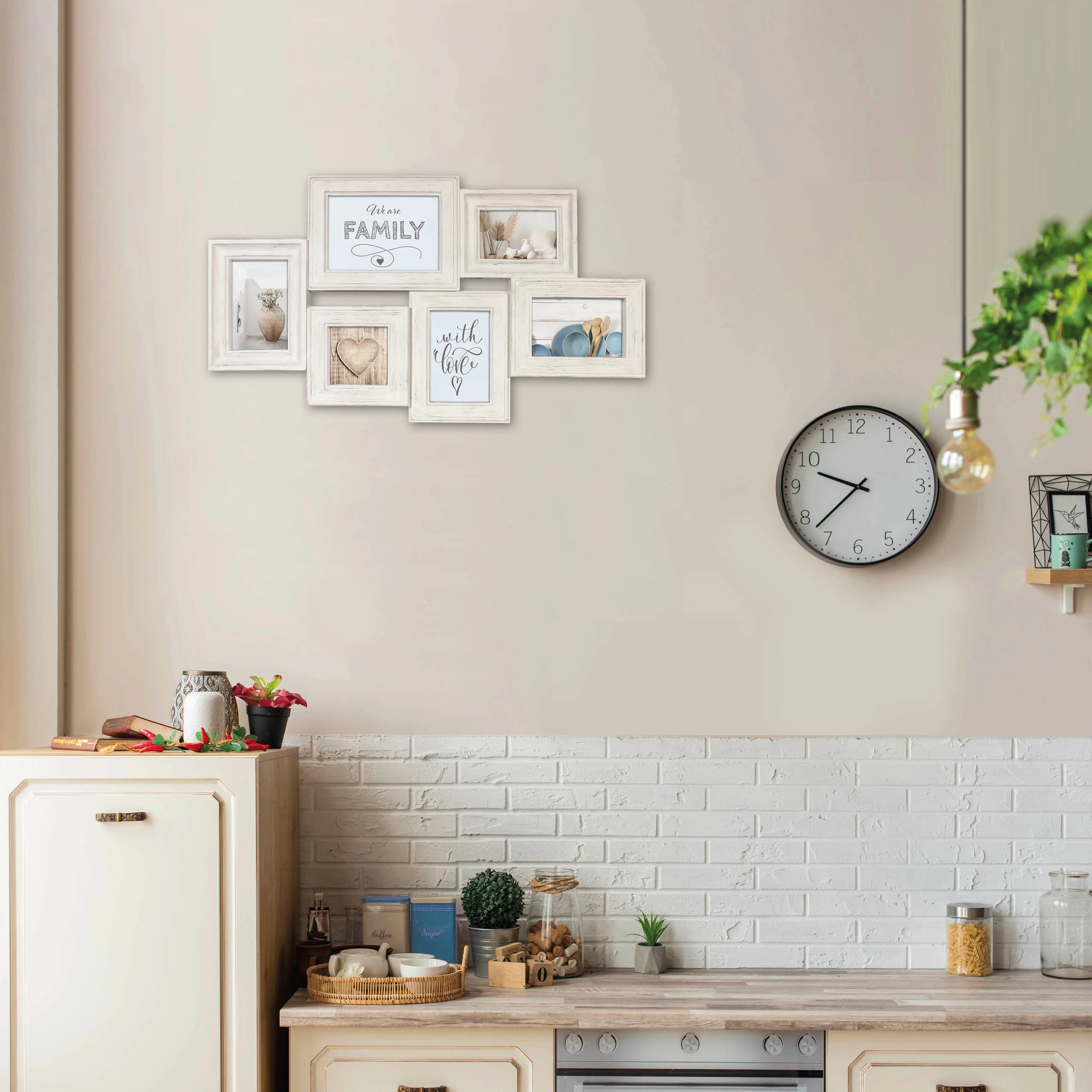 Wackadoo Bilderrahmen Collage weiß für 6 Fotos aus Kunststoff mit Glasscheiben COLLAGERAHMEN