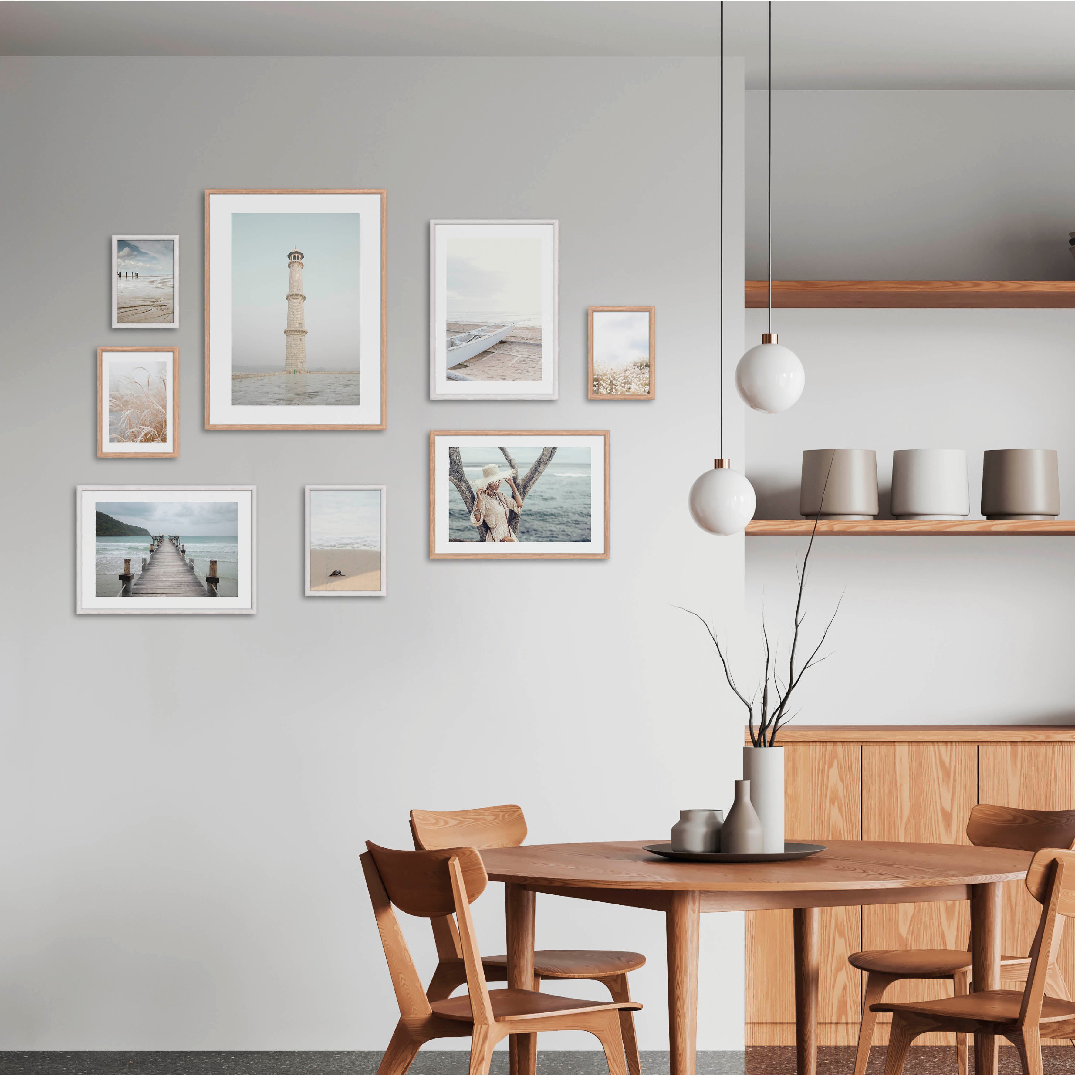 NEU Wackadoo Bilderrahmen 3er Set HAPPY Weiss aus MDF Holz für Poster und Fotowände mit Glasscheibe