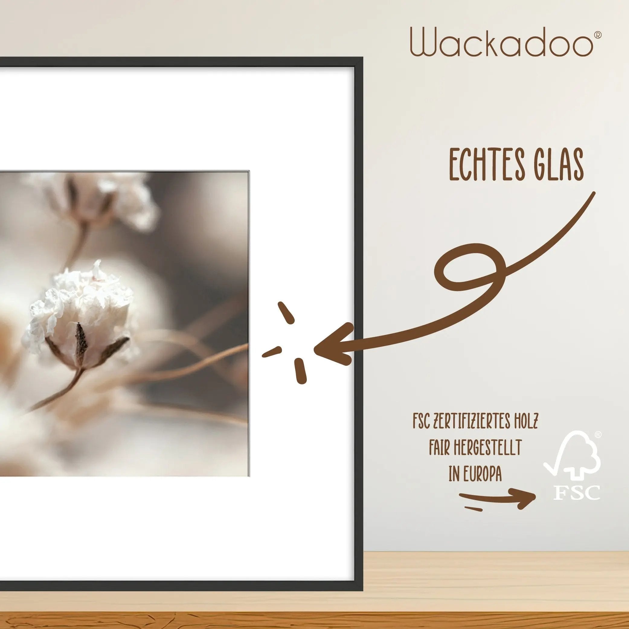 Bilderrahmen Set 3 teilig MDF Holz mit Glasscheiben und Passepartout Bilderrahmen Set