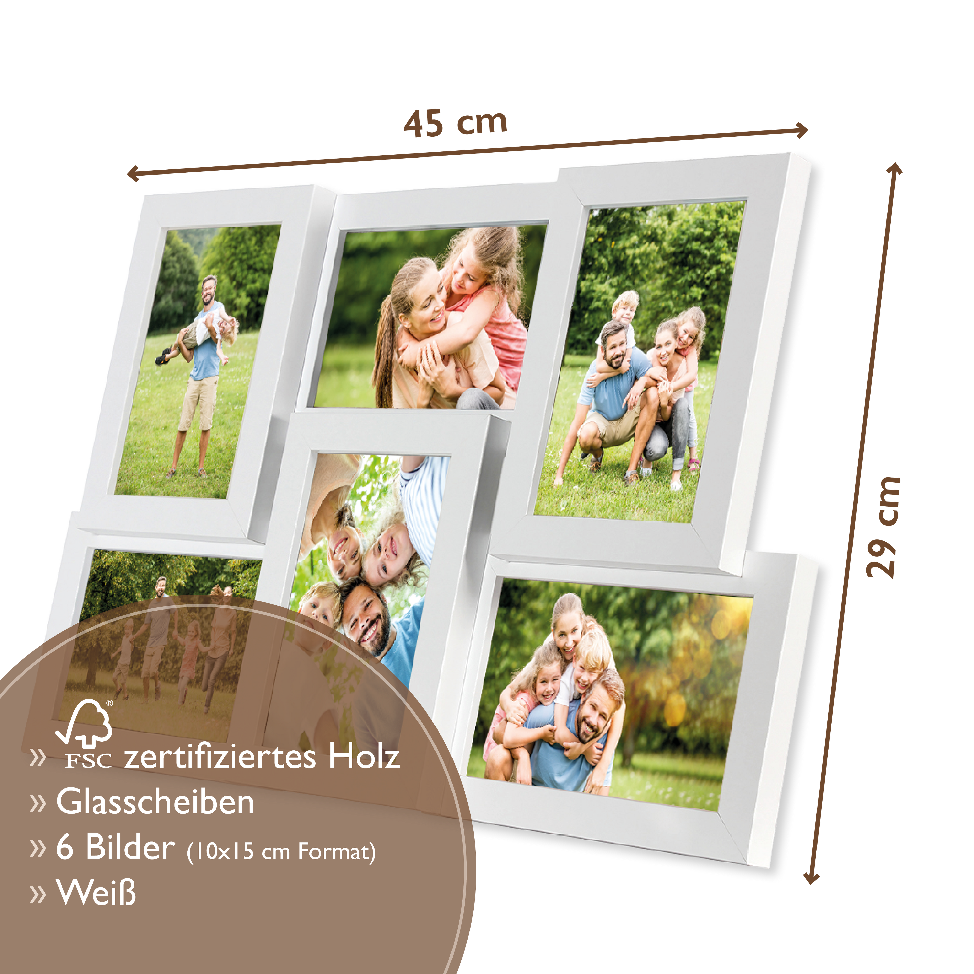 Bilderrahmen Collage für 6 Bilder mit Deinen eigenen Fotos - einfach & schnell hochladen Picturedoo