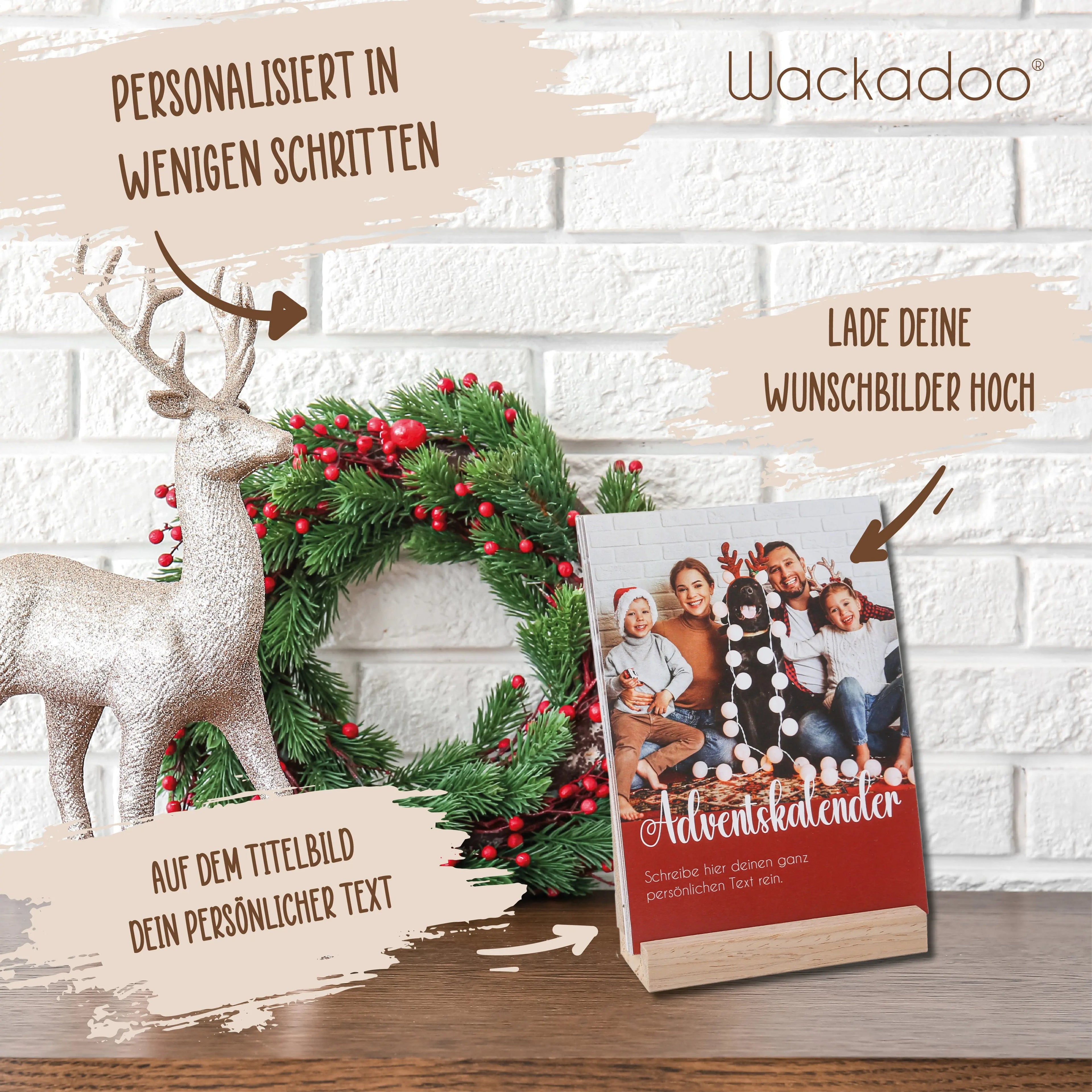 Personalisierter Adventskalender 2025 mit eigenen Fotos und Holzaufsteller Picturedoo