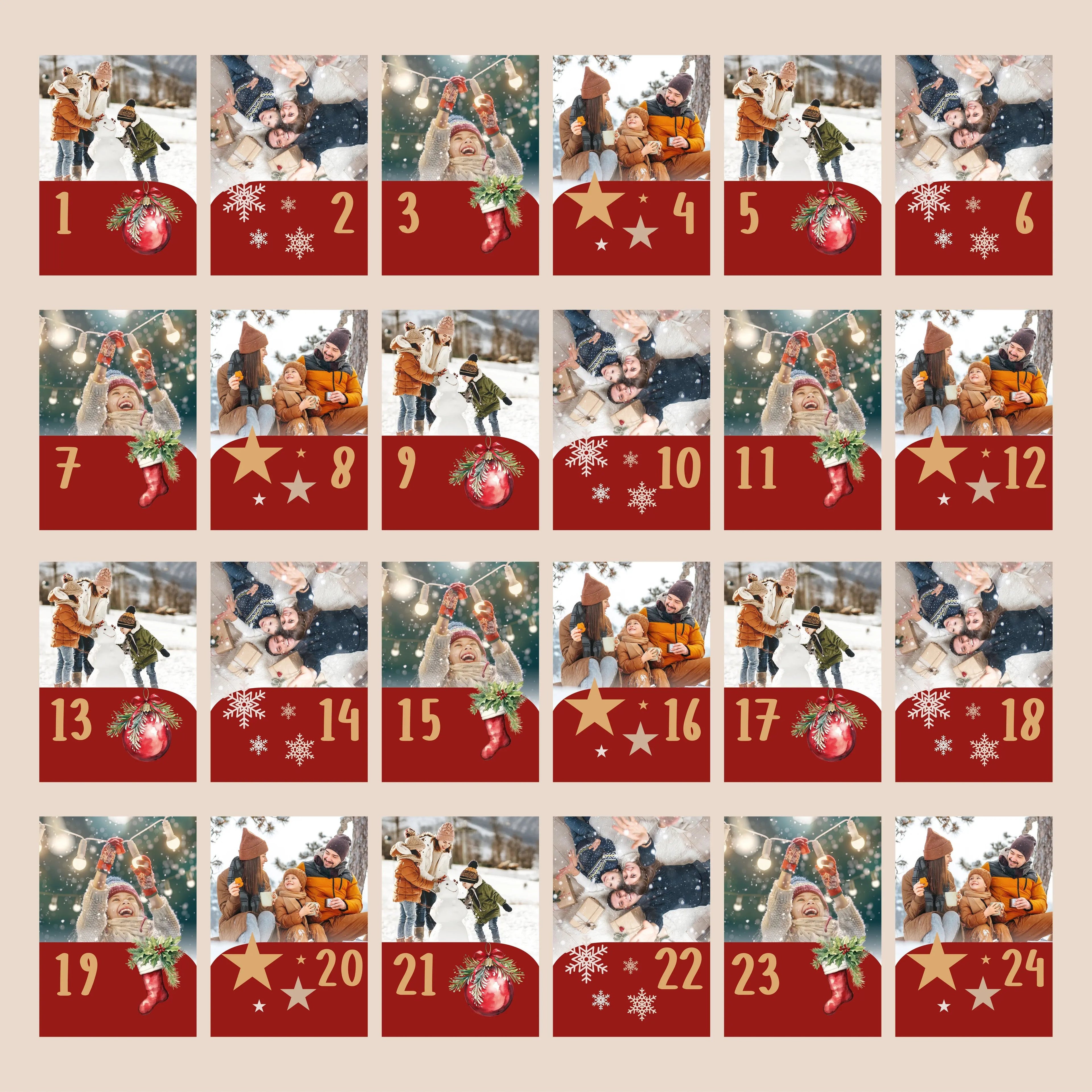 Personalisierter Adventskalender 2025 mit eigenen Fotos und Holzaufsteller Picturedoo