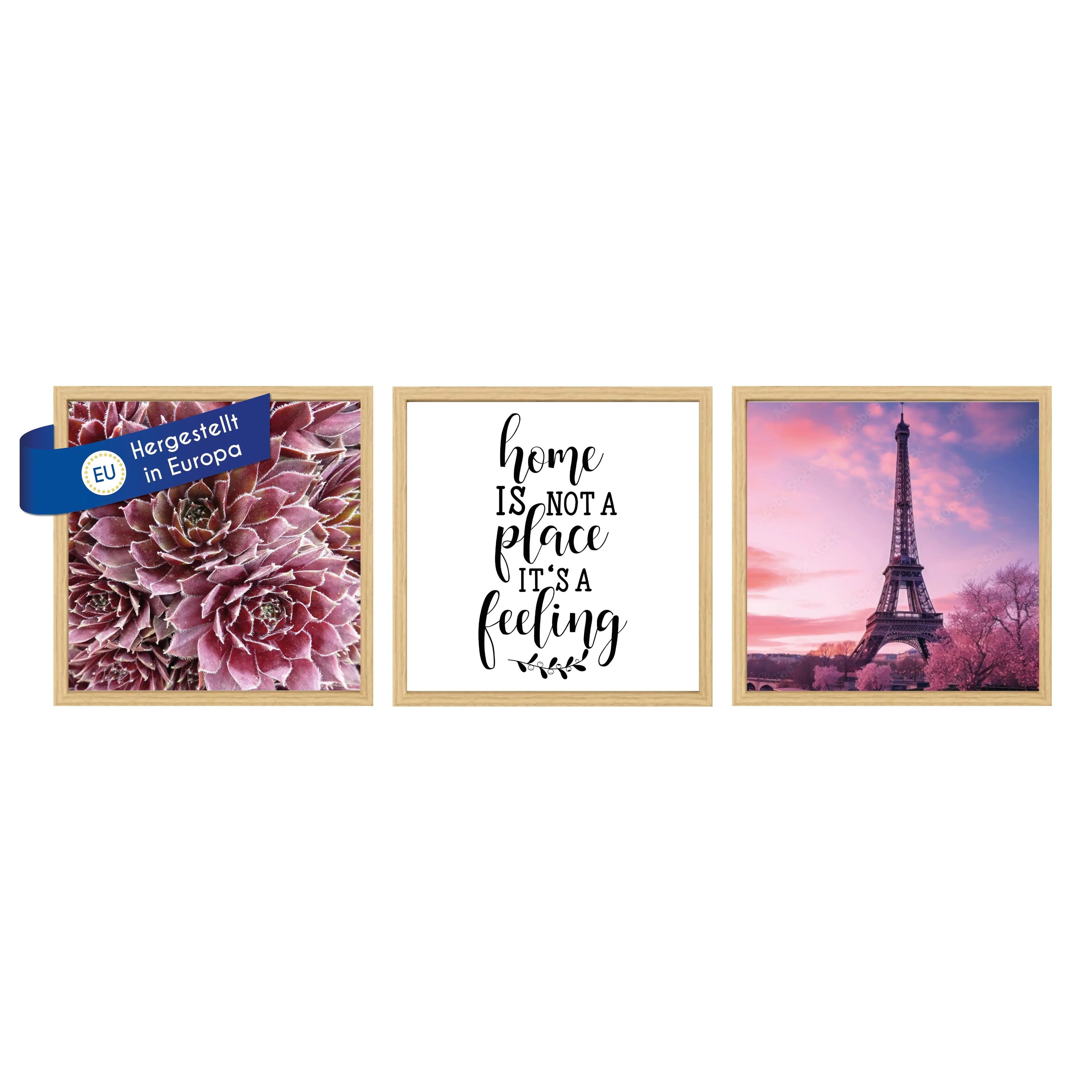 Bilderrahmen Set 3 teilig MDF Holz mit Glasscheiben und Passepartout Bilderrahmen Set