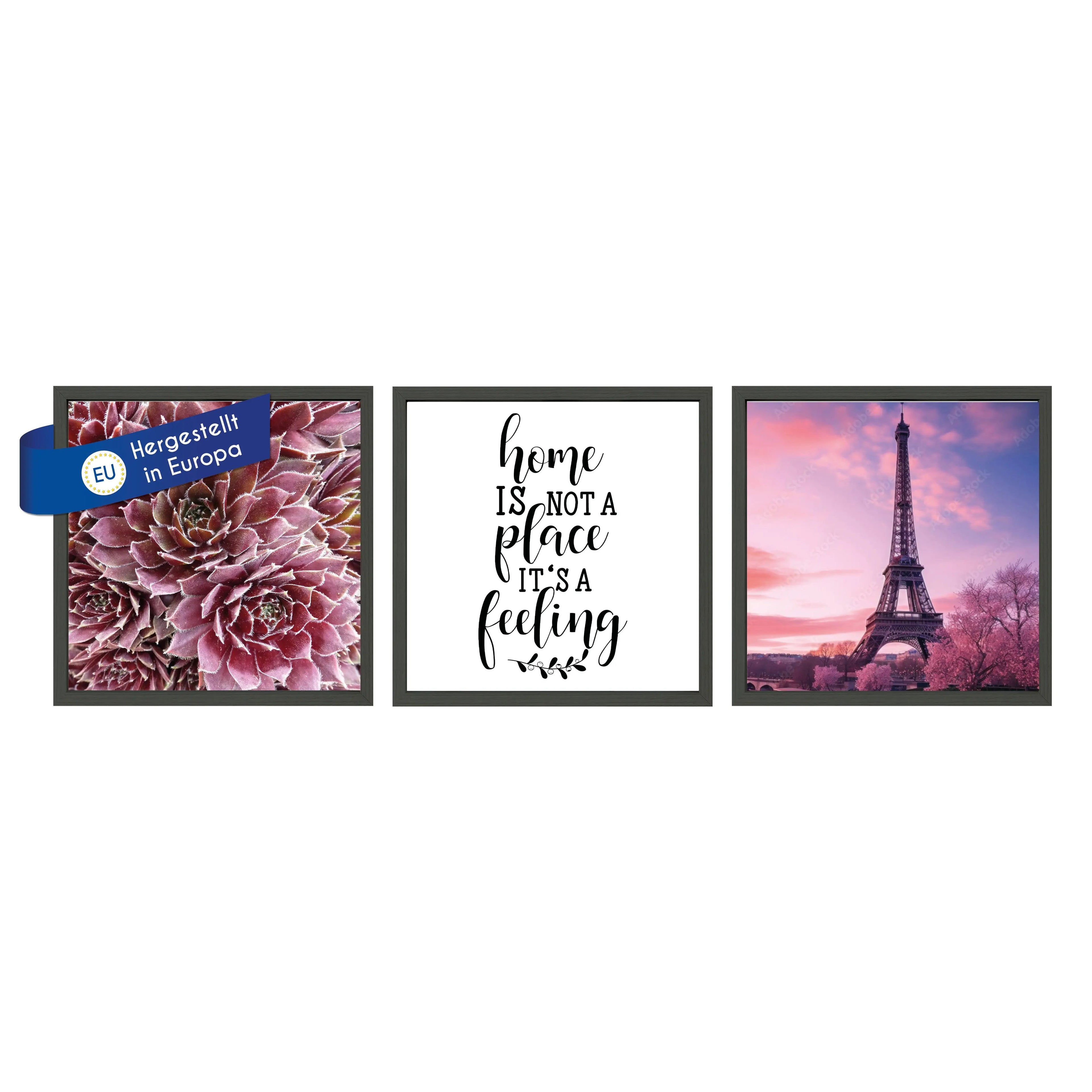 Bilderrahmen Set 3 teilig MDF Holz mit Glasscheiben und Passepartout Bilderrahmen Set