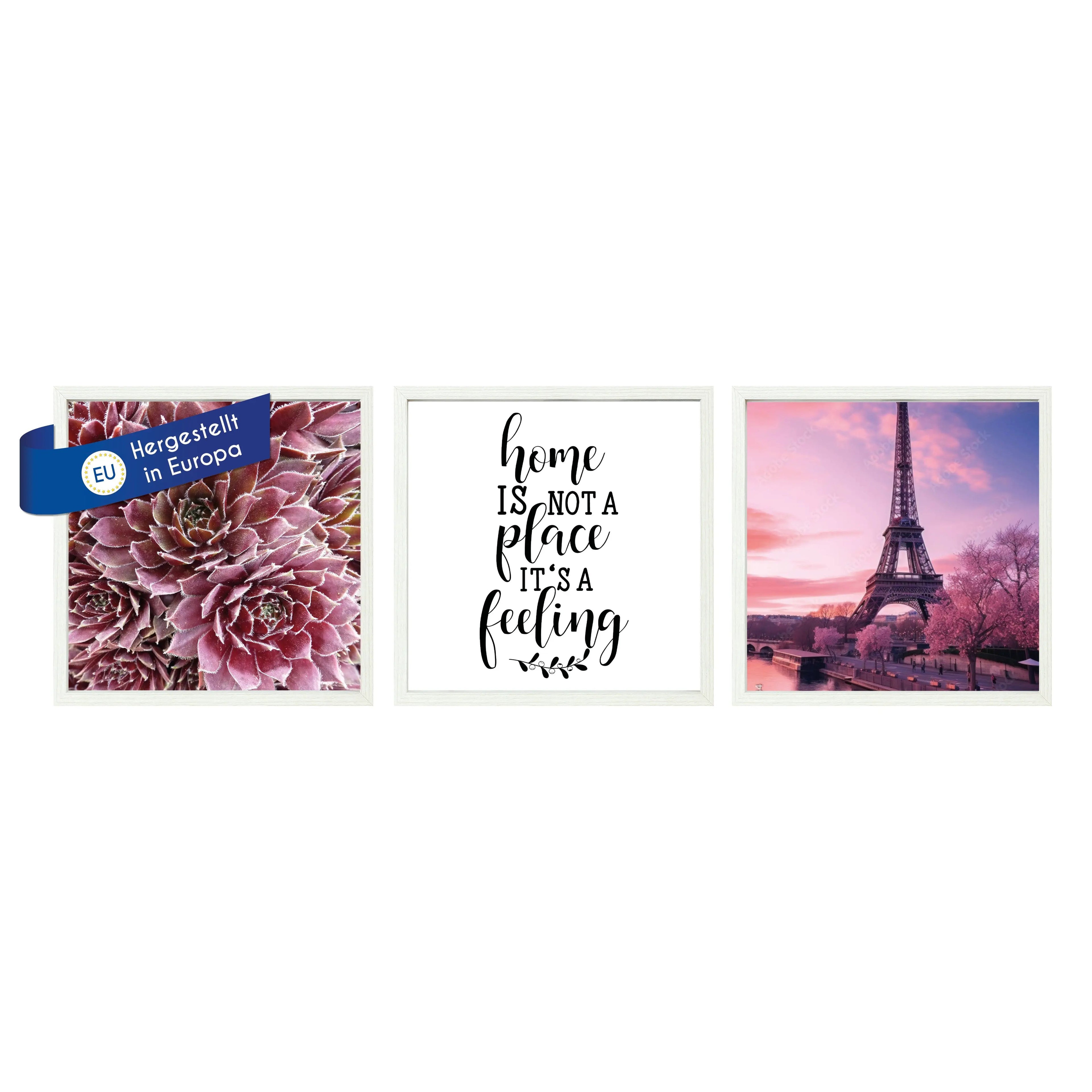 Bilderrahmen Set 3 teilig MDF Holz mit Glasscheiben und Passepartout Bilderrahmen Set