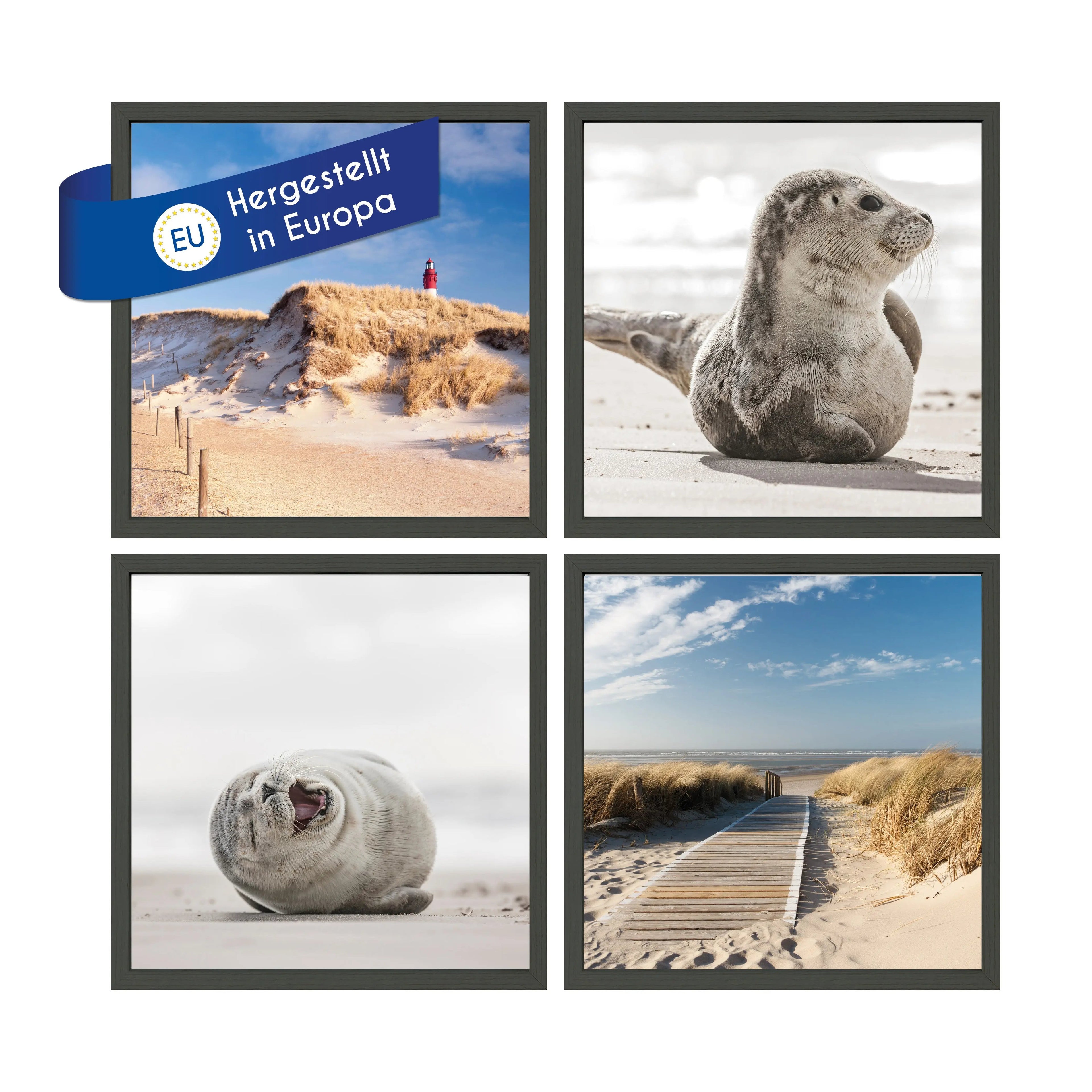 Bilderrahmen Set 4 teilig MDF Holz mit Glasscheiben Bilderrahmen Set