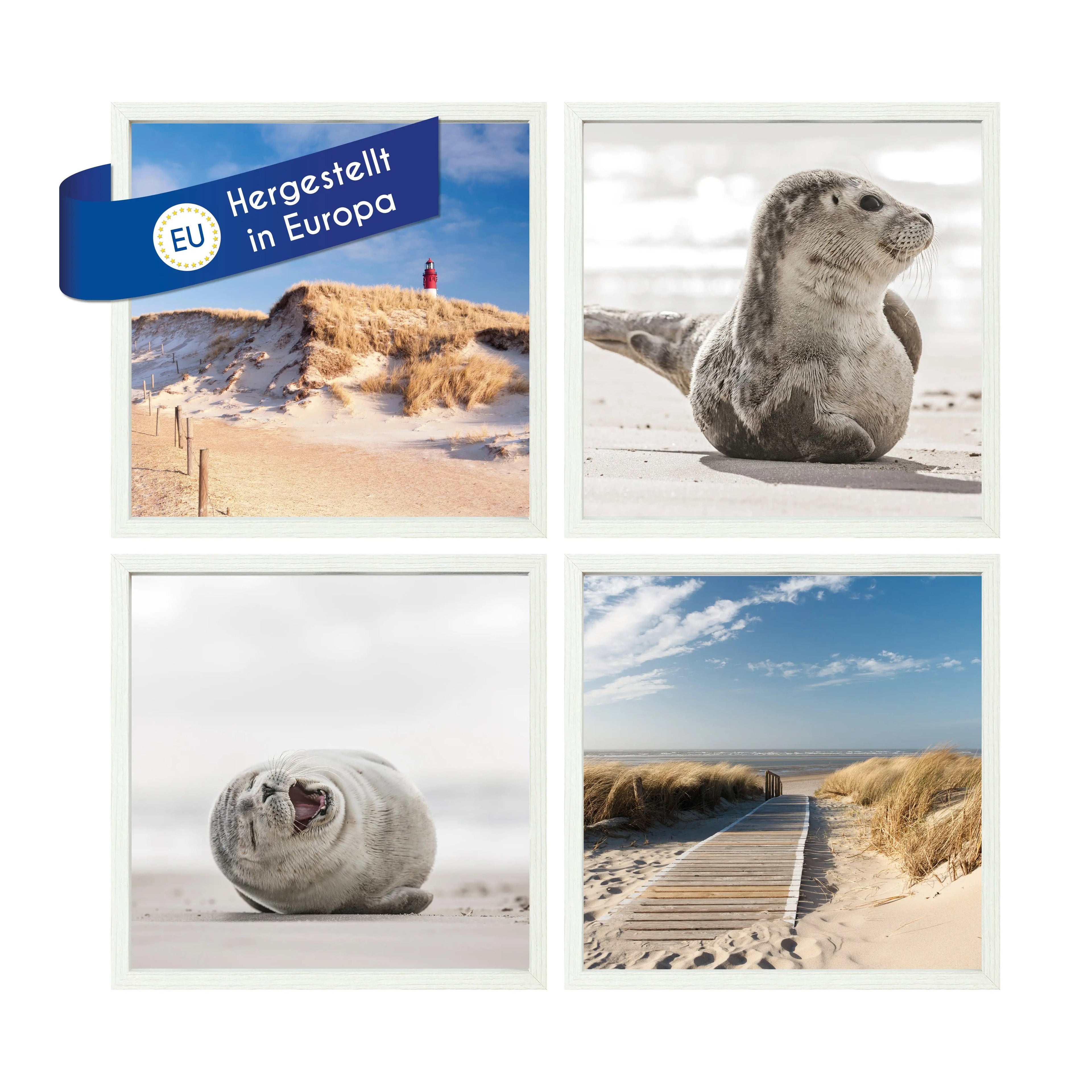 Bilderrahmen Set 4 teilig MDF Holz mit Glasscheiben Bilderrahmen Set