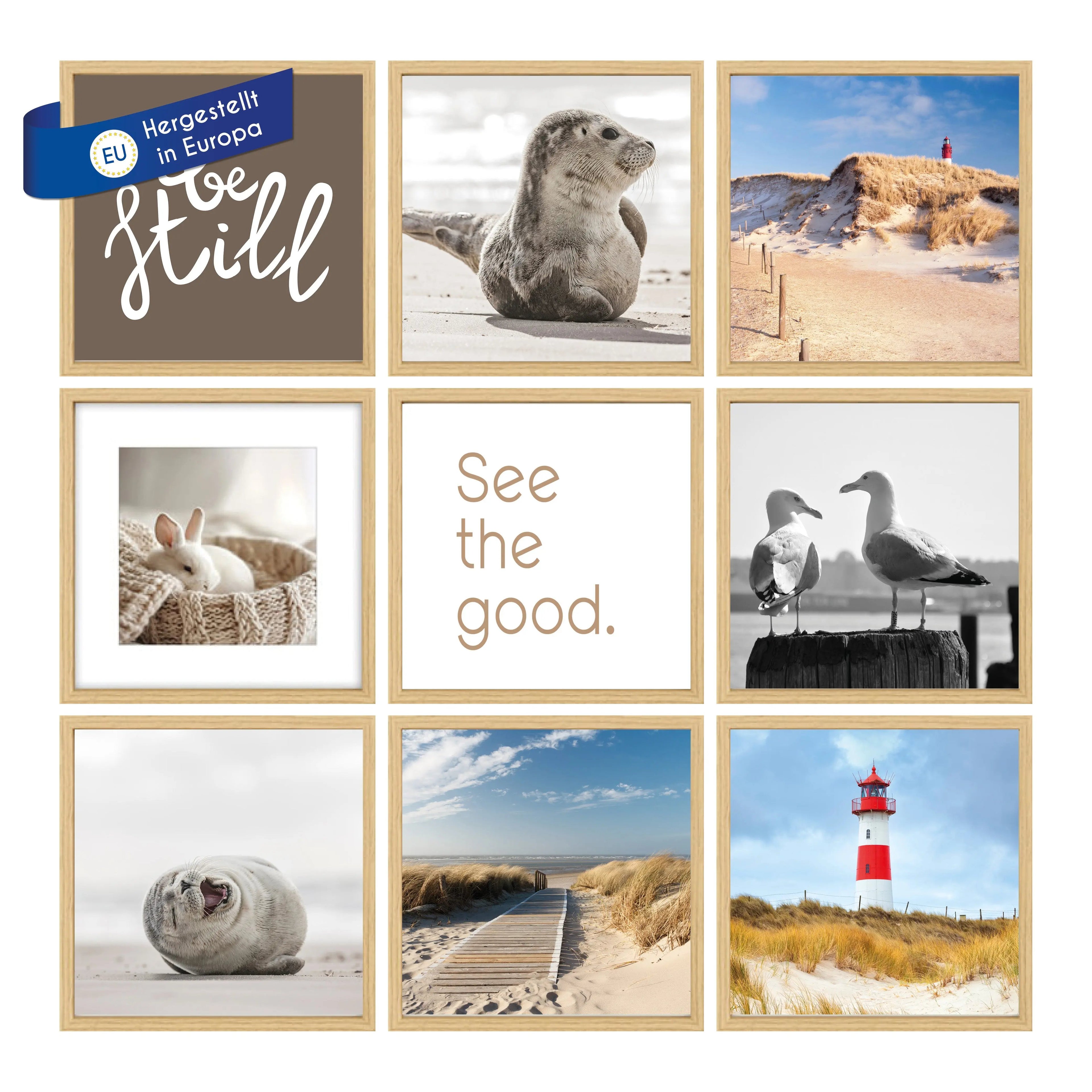 Bilderrahmen Set 9 teilig MDF Holz mit Glasscheiben Bilderrahmen Set