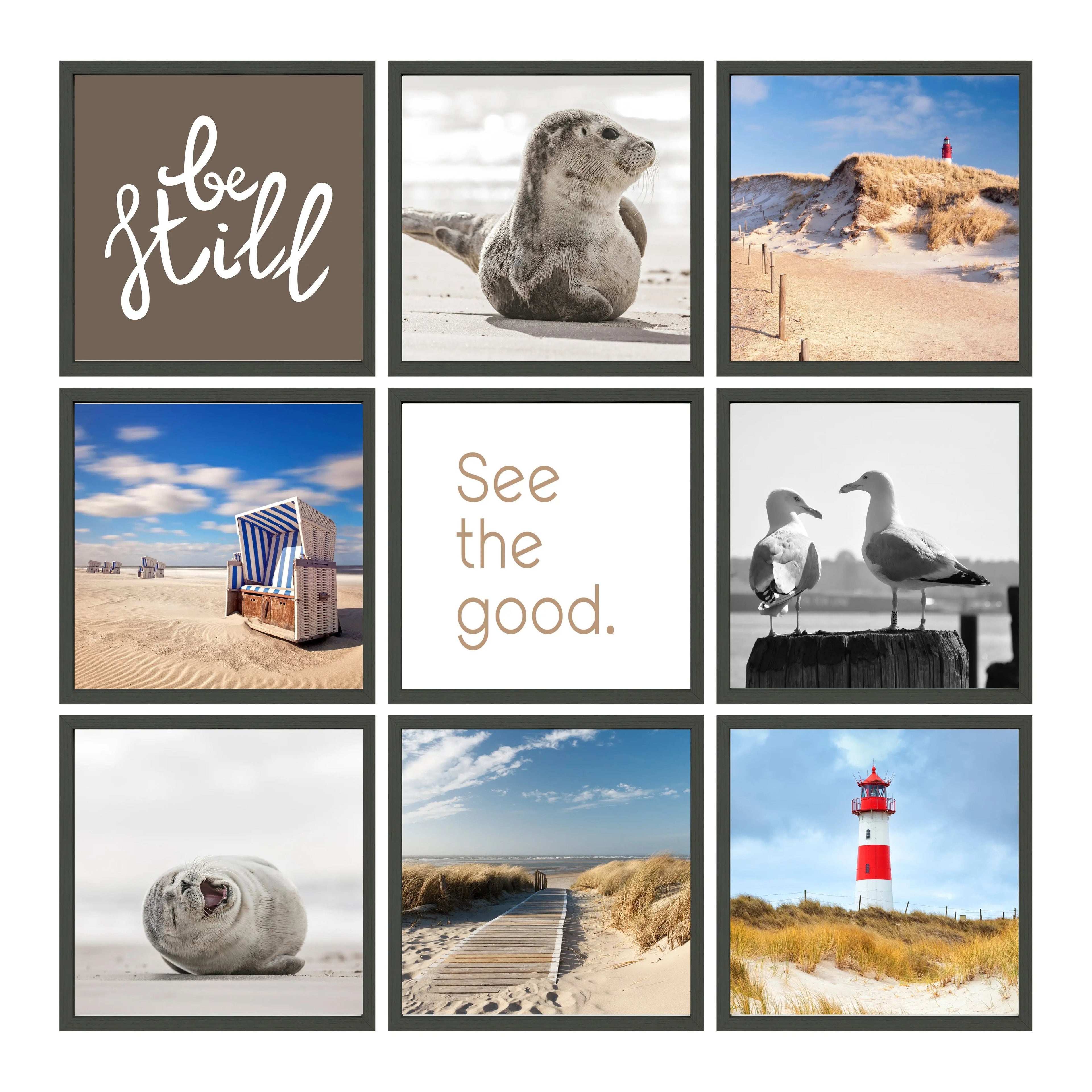 Bilderrahmen Set 9 teilig MDF Holz mit Glasscheiben Bilderrahmen Set