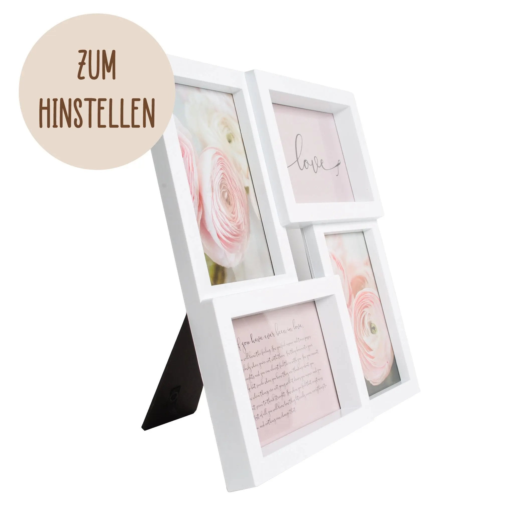 Wackadoo Bilderrahmen Collage weiß für 4 Bilder aus Kunststoff mit Glasscheiben COLLAGERAHMEN