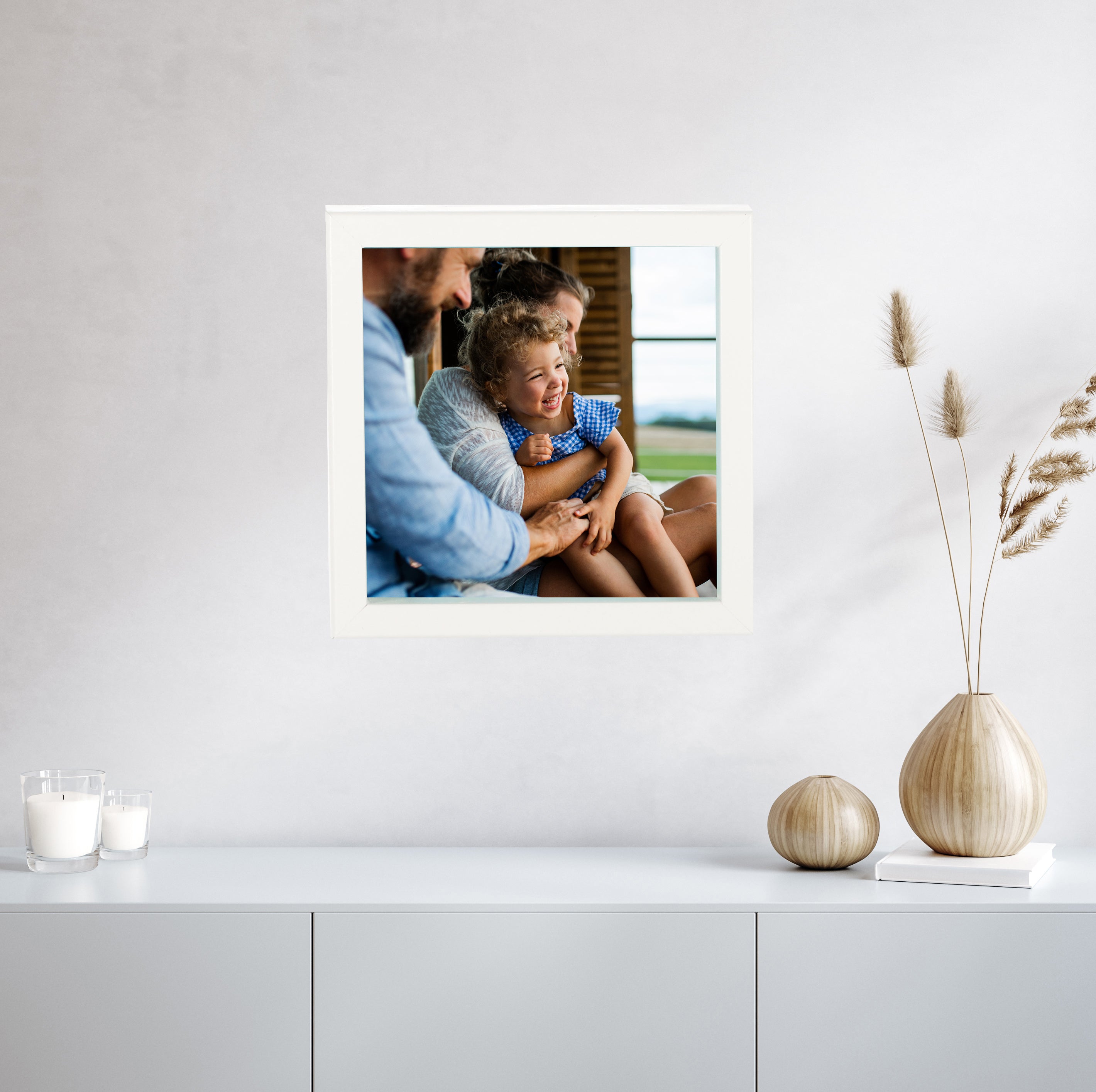 Bilderrahmen quadratisch aus HOLZ mit Deinem eigenen Foto - einfach & schnell hochladen