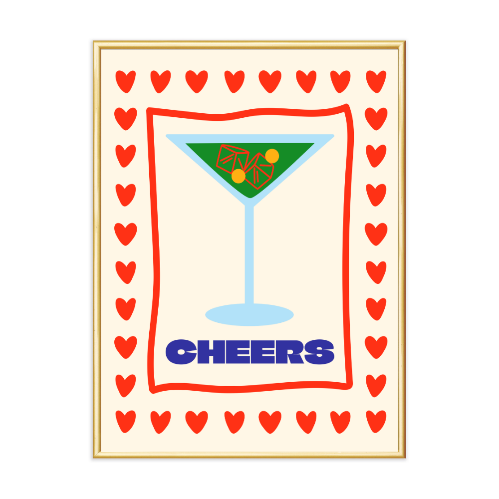 Poster mit Bilderrahmen Cheers - verschiedene Formate