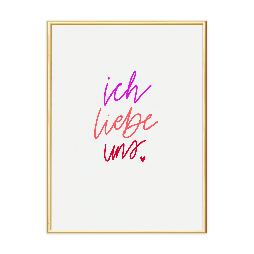 Poster mit Bilderrahmen ich liebe uns - verschiedene Formate