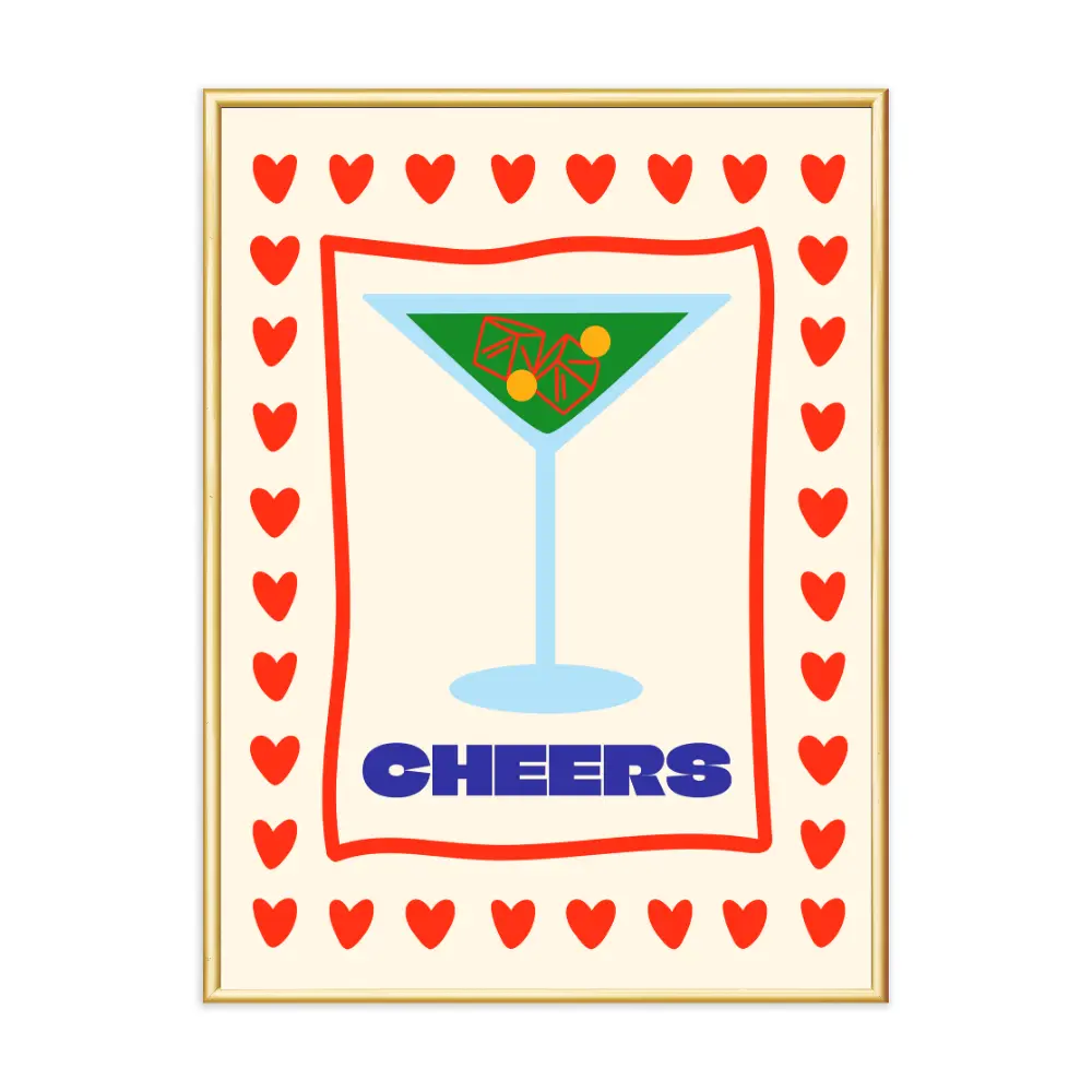 Poster mit Bilderrahmen Cheers - verschiedene Formate Interior Design