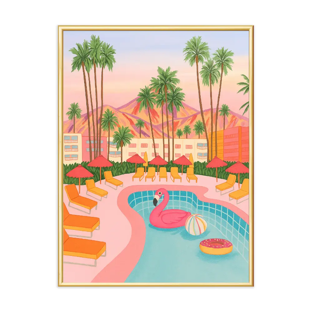 Poster mit Bilderrahmen California Pool - inklusive Bilderrahmen Interior Design