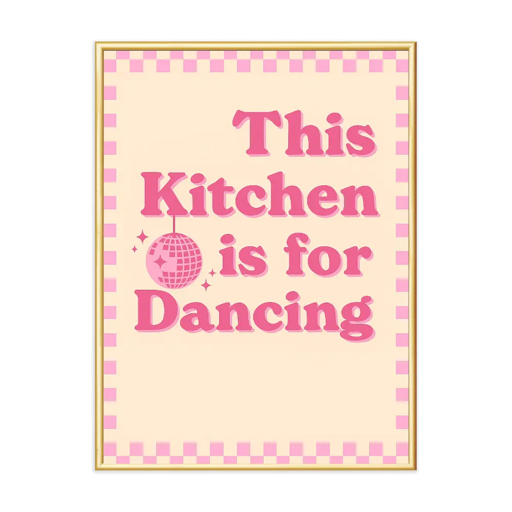 Poster mit Bilderrahmen Dancing Kitchen - inklusive Bilderrahmen Interior Design