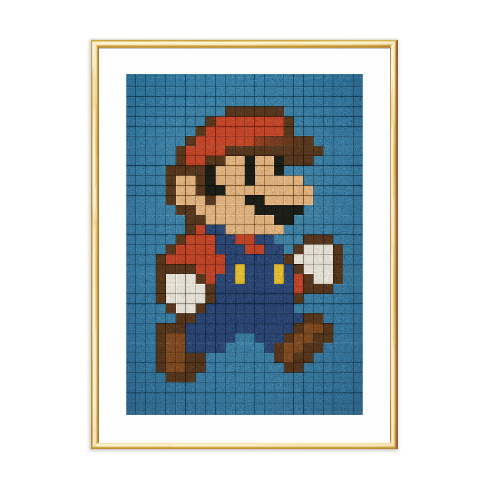 Poster mit Bilderrahmen Super Mario Pixel - inklusive Bilderrahmen