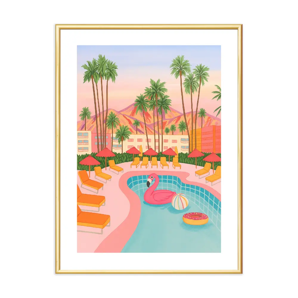 Poster mit Bilderrahmen California Pool - inklusive Bilderrahmen Interior Design