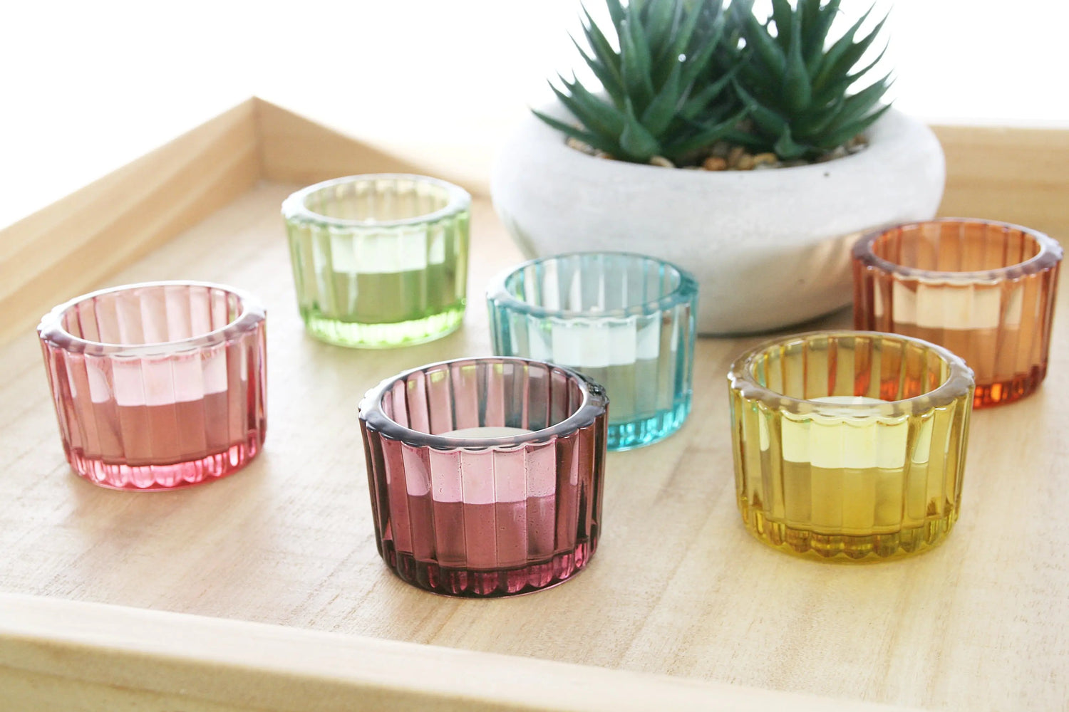 Teelichtgläser Set 6er Set bunt Wackadoo Living