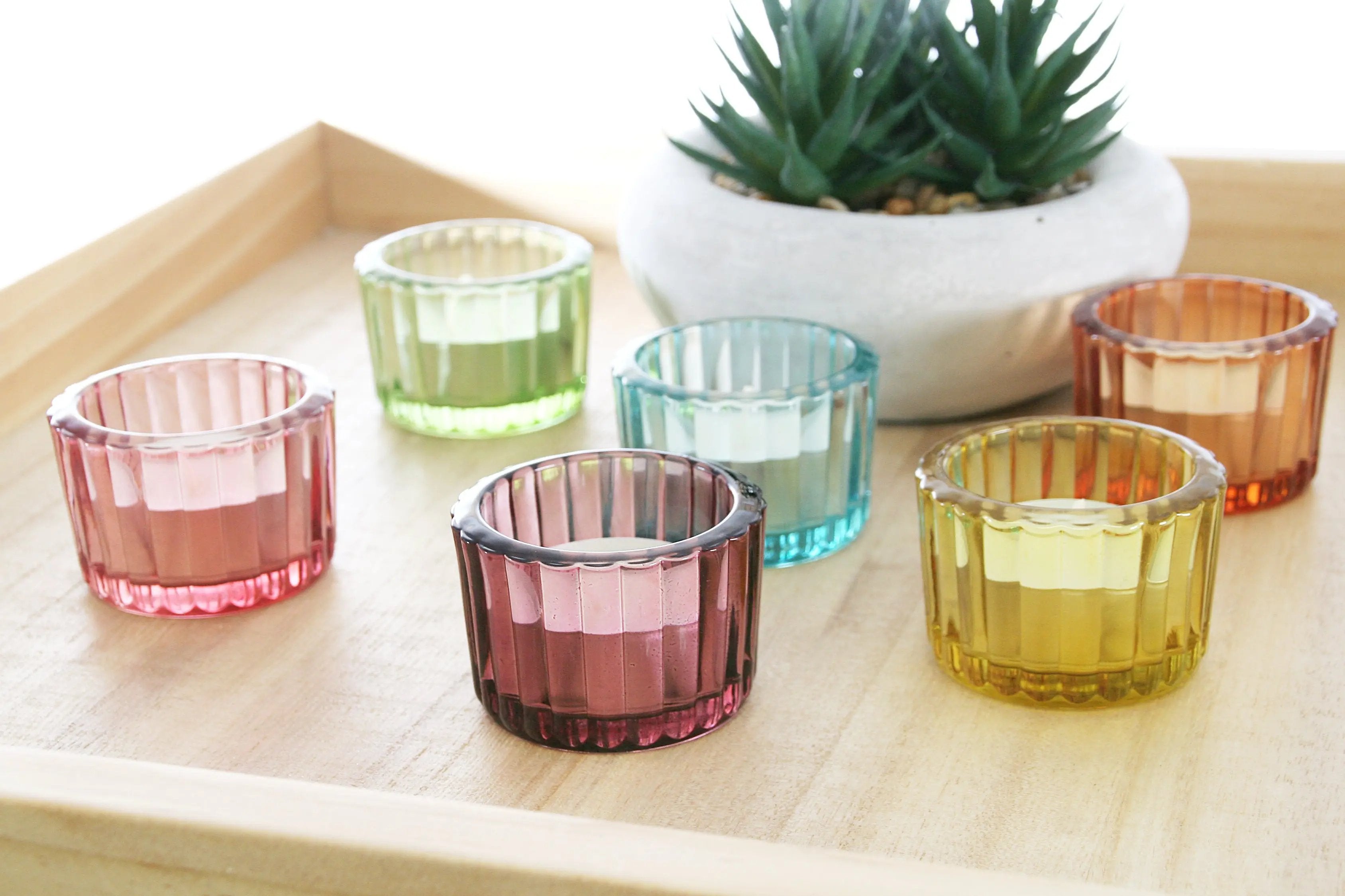 Teelichtgläser Set 6er Set bunt Wackadoo Living