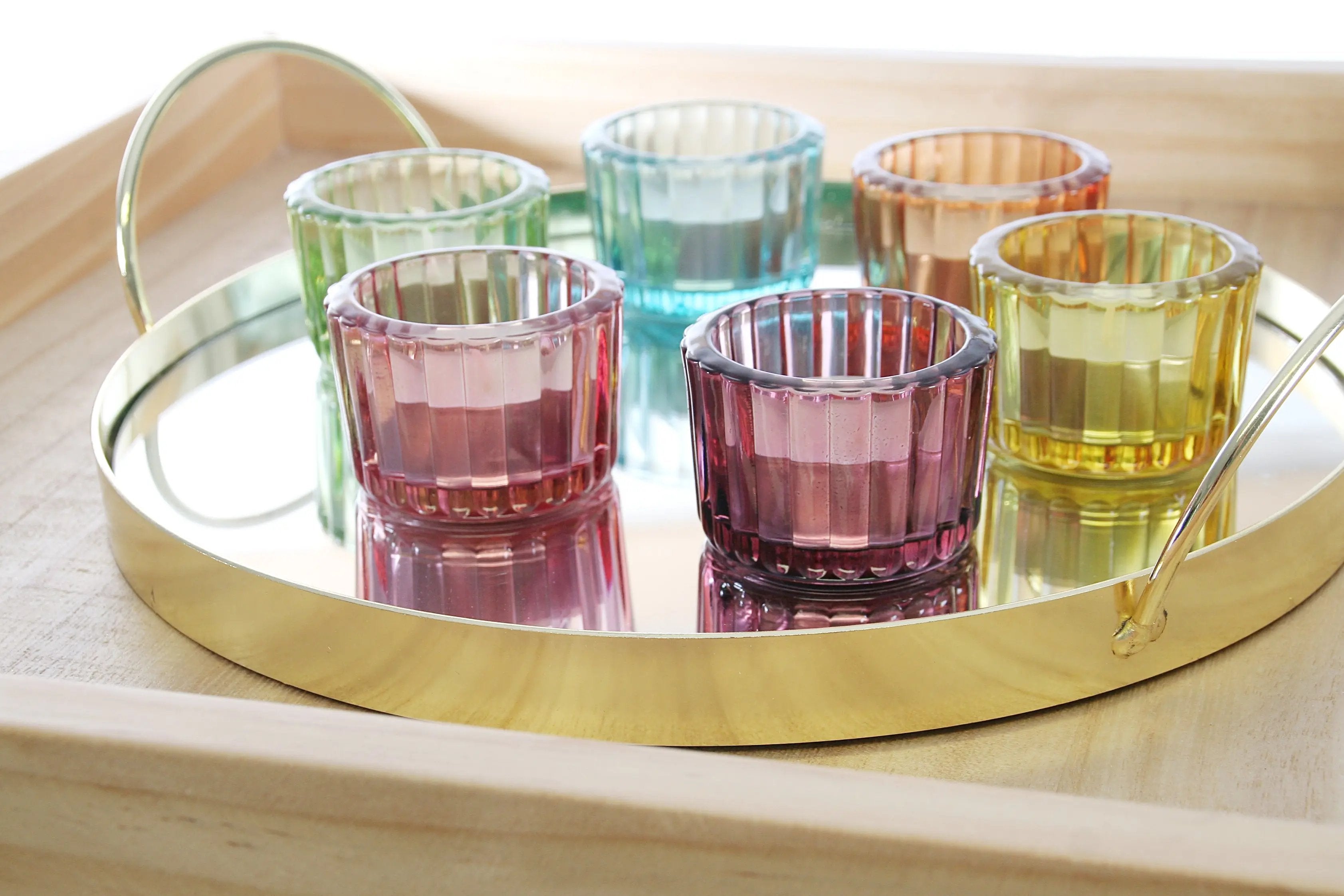 Teelichtgläser Set 6er Set bunt Wackadoo Living