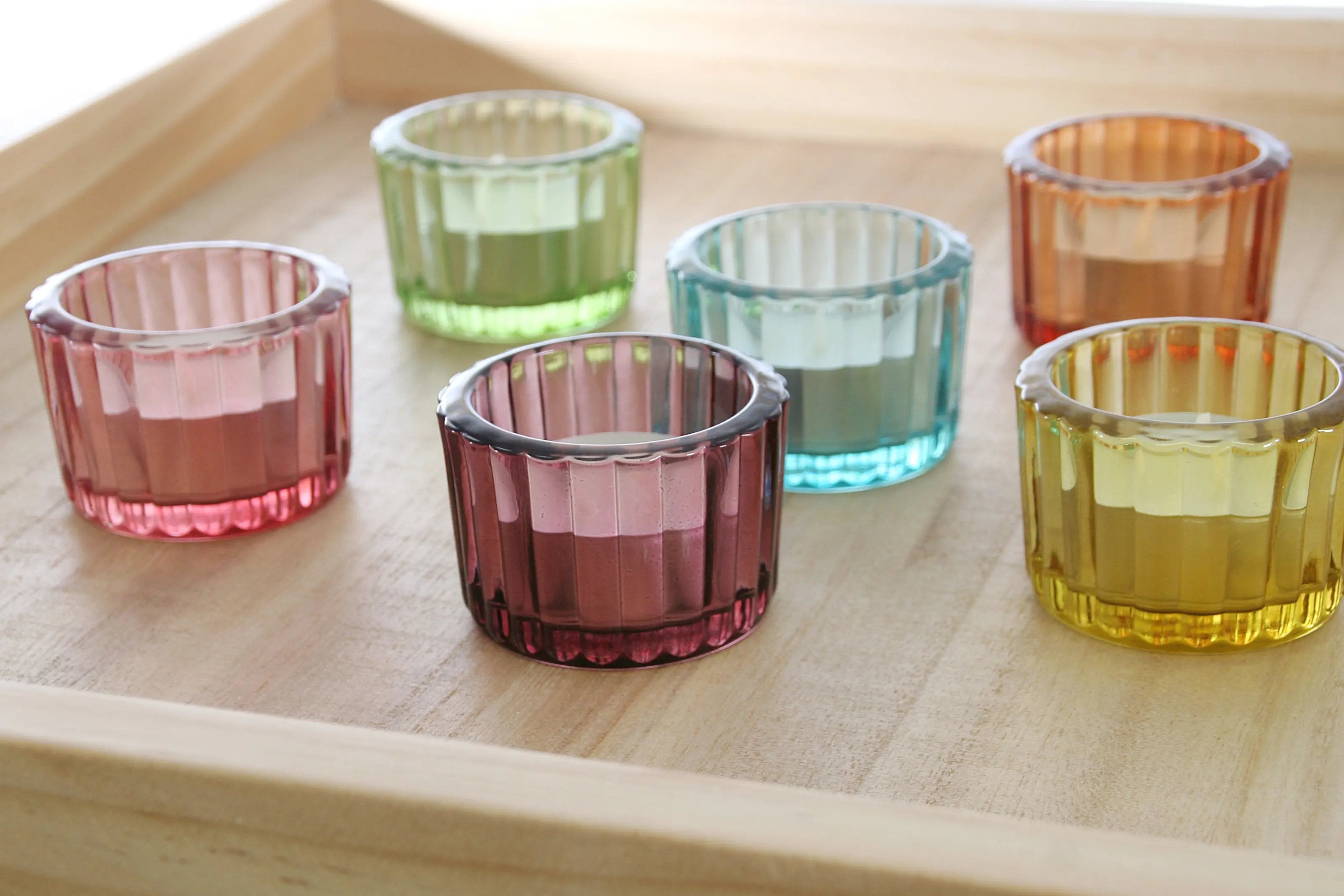 Teelichtgläser Set 6er Set bunt Wackadoo Living