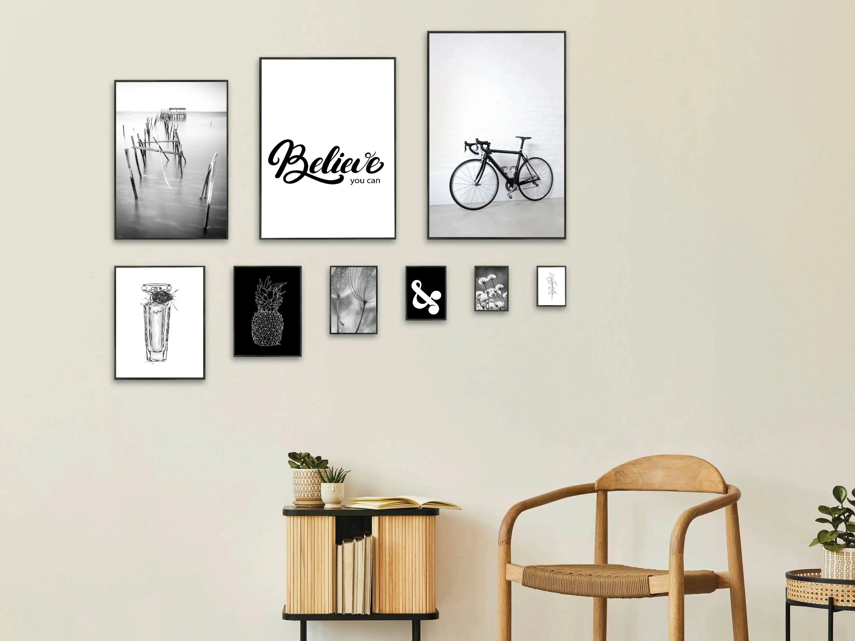 Bilderrahmen Set 10 teilig für Poster und Fotowände mit Glasscheibe Bilderrahmen Set