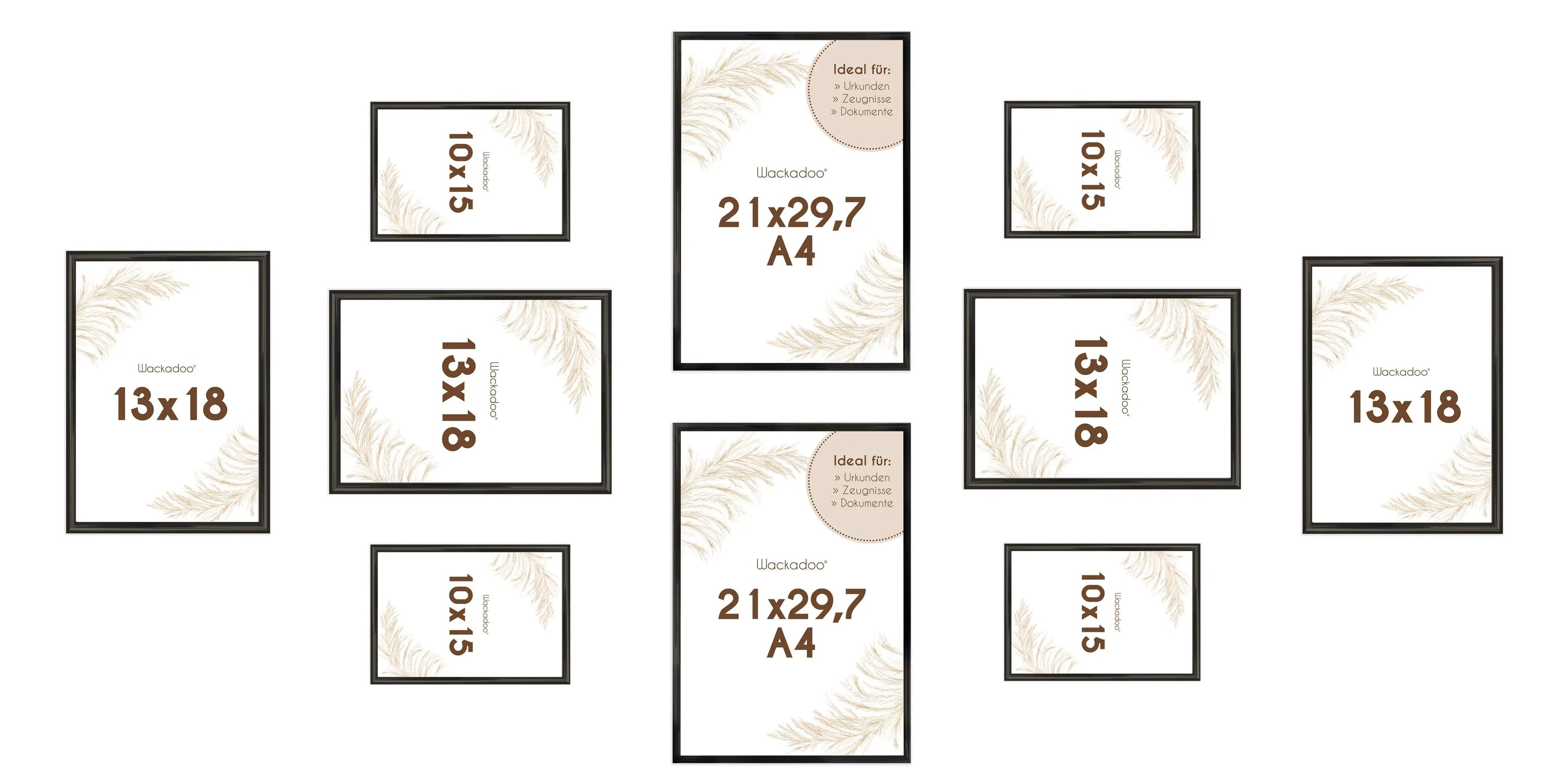 Bilderrahmen Set 10 teilig für Poster und Fotowände mit Glasscheibe Bilderrahmen Set