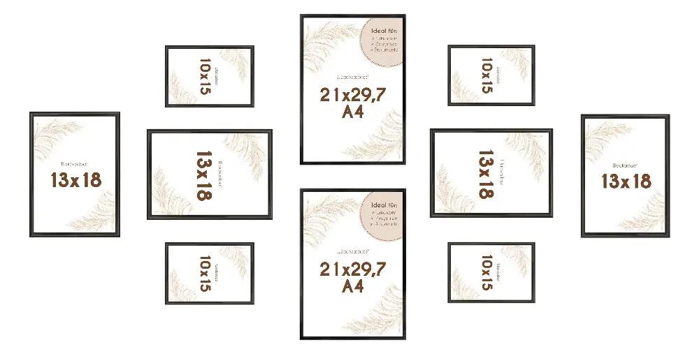 Bilderrahmen Set 10 teilig für Poster und Fotowände mit Glasscheibe Bilderrahmen Set