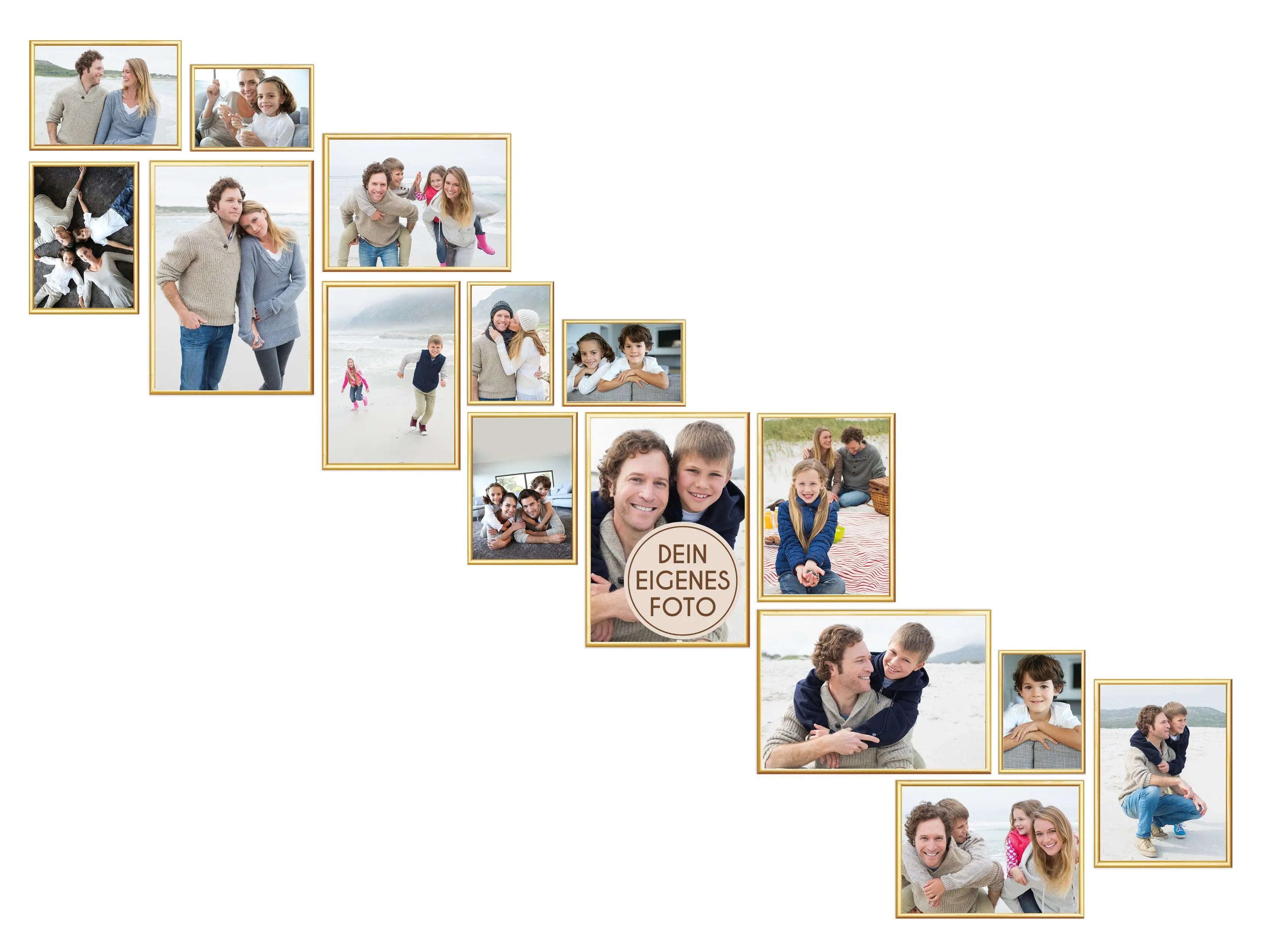 Treppenaufgang Set 15 teilig mit Glasscheiben zum Gestalten von Fotowänden Bilderrahmen Set