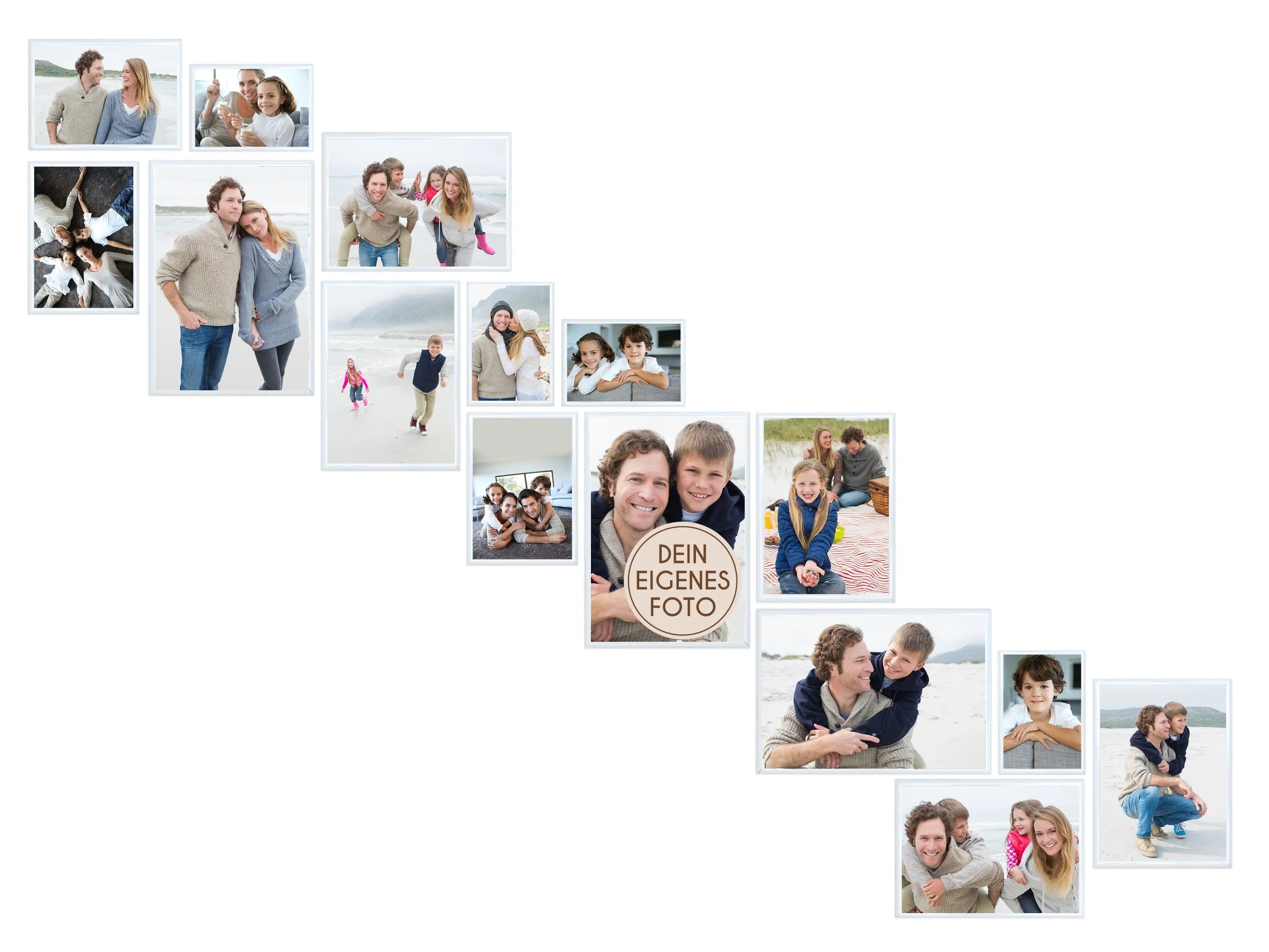 Treppenaufgang Set 15 teilig mit Glasscheiben zum Gestalten von Fotowänden Bilderrahmen Set