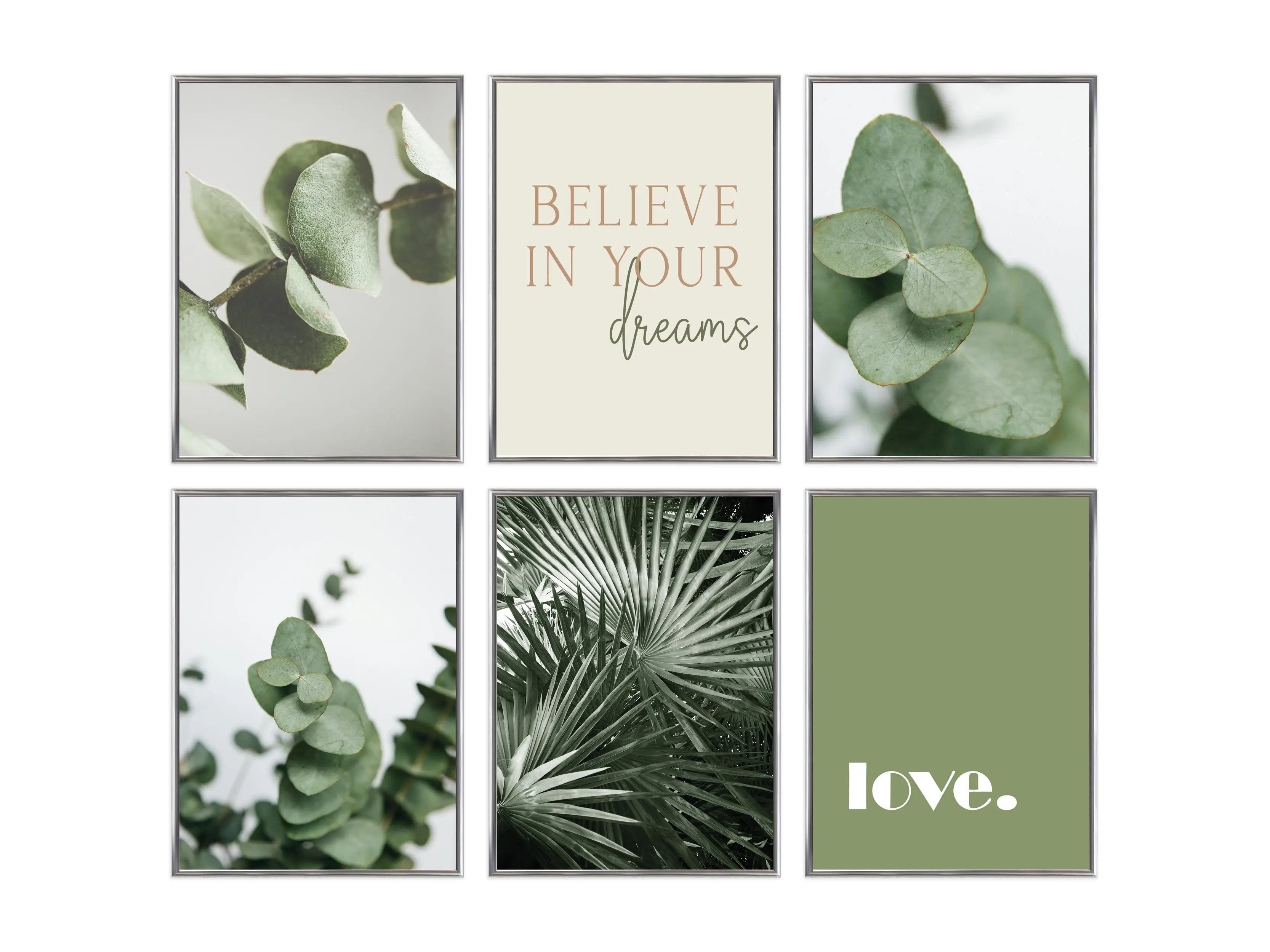 Bilderrahmen Set 6 teilig mit Glasscheiben zum Gestalten von Fotowänden Bilderrahmen Set