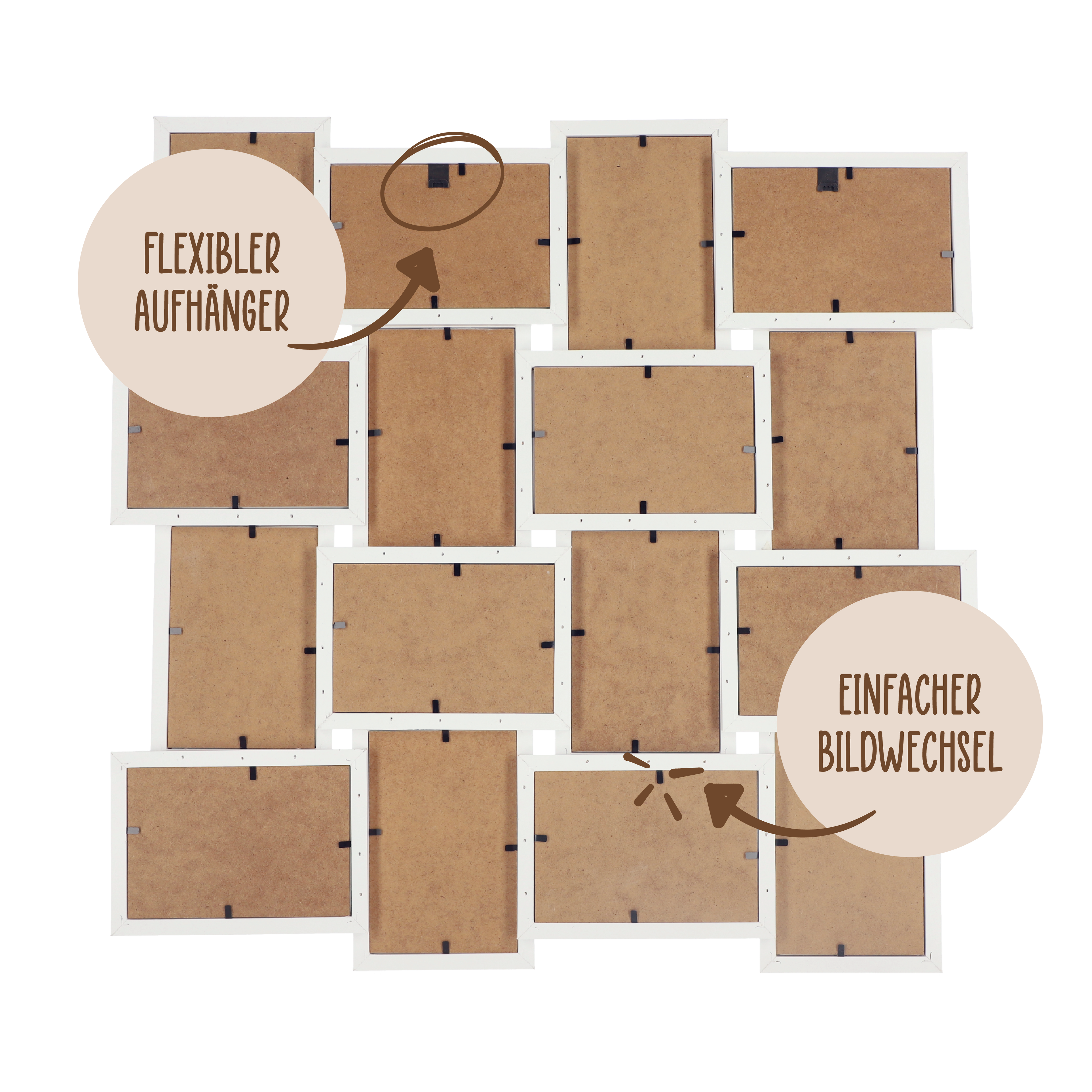 Wackadoo Bilderrahmen Collage 10x15 cm für 16 Fotos - Weiß COLLAGERAHMEN