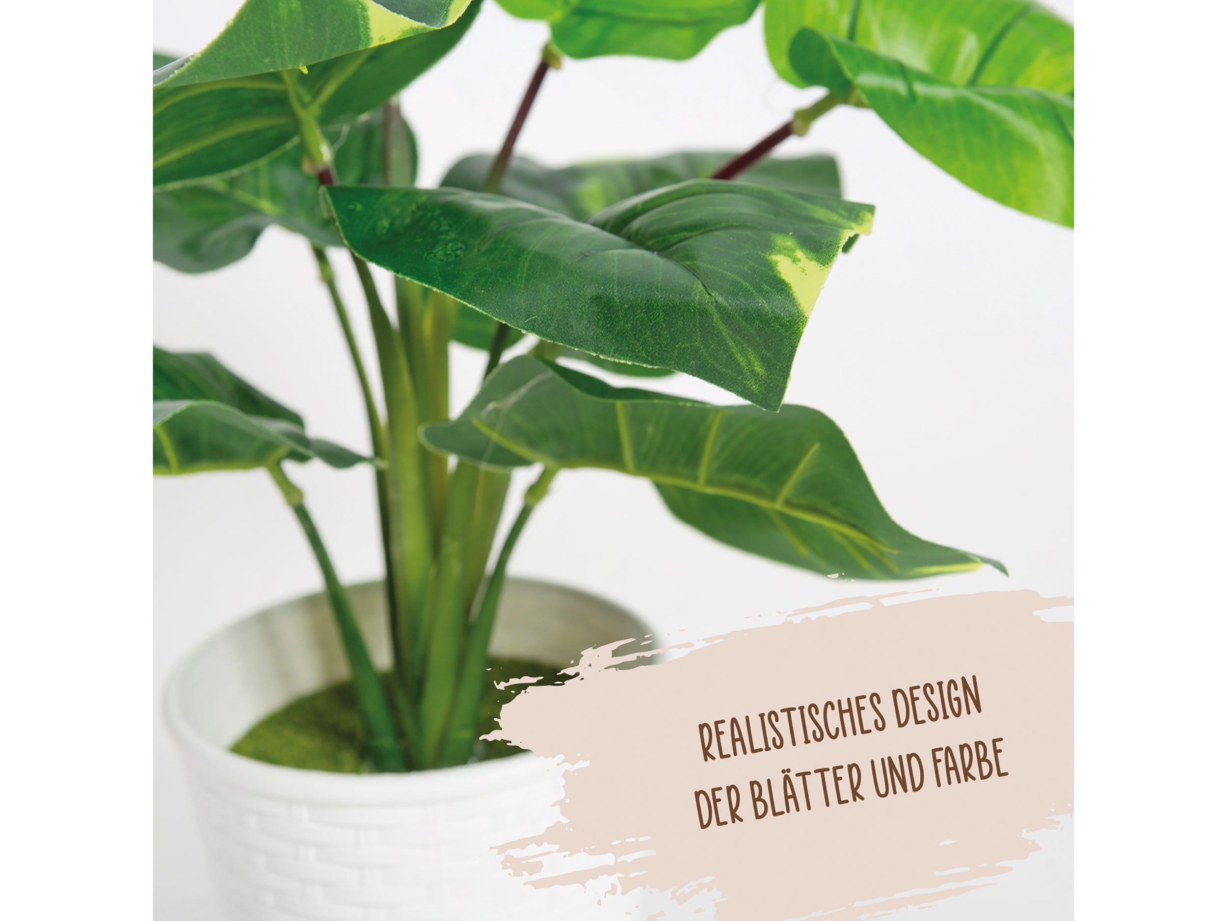 Kunstpflanze Dieffenbachia im Rattan Übertopf 32 cm