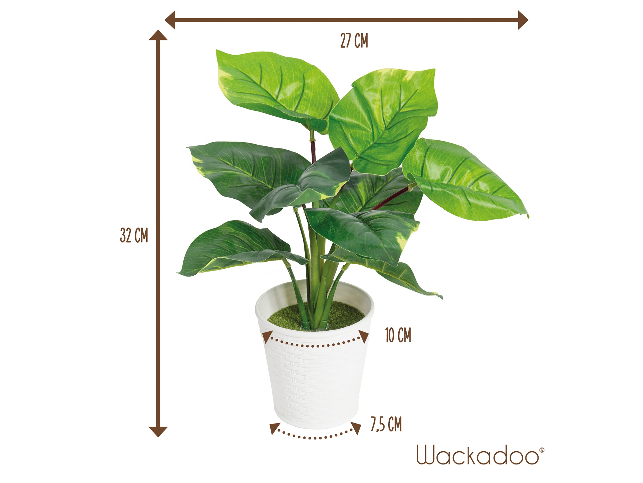 Kunstpflanze Dieffenbachia im Rattan Übertopf 32 cm