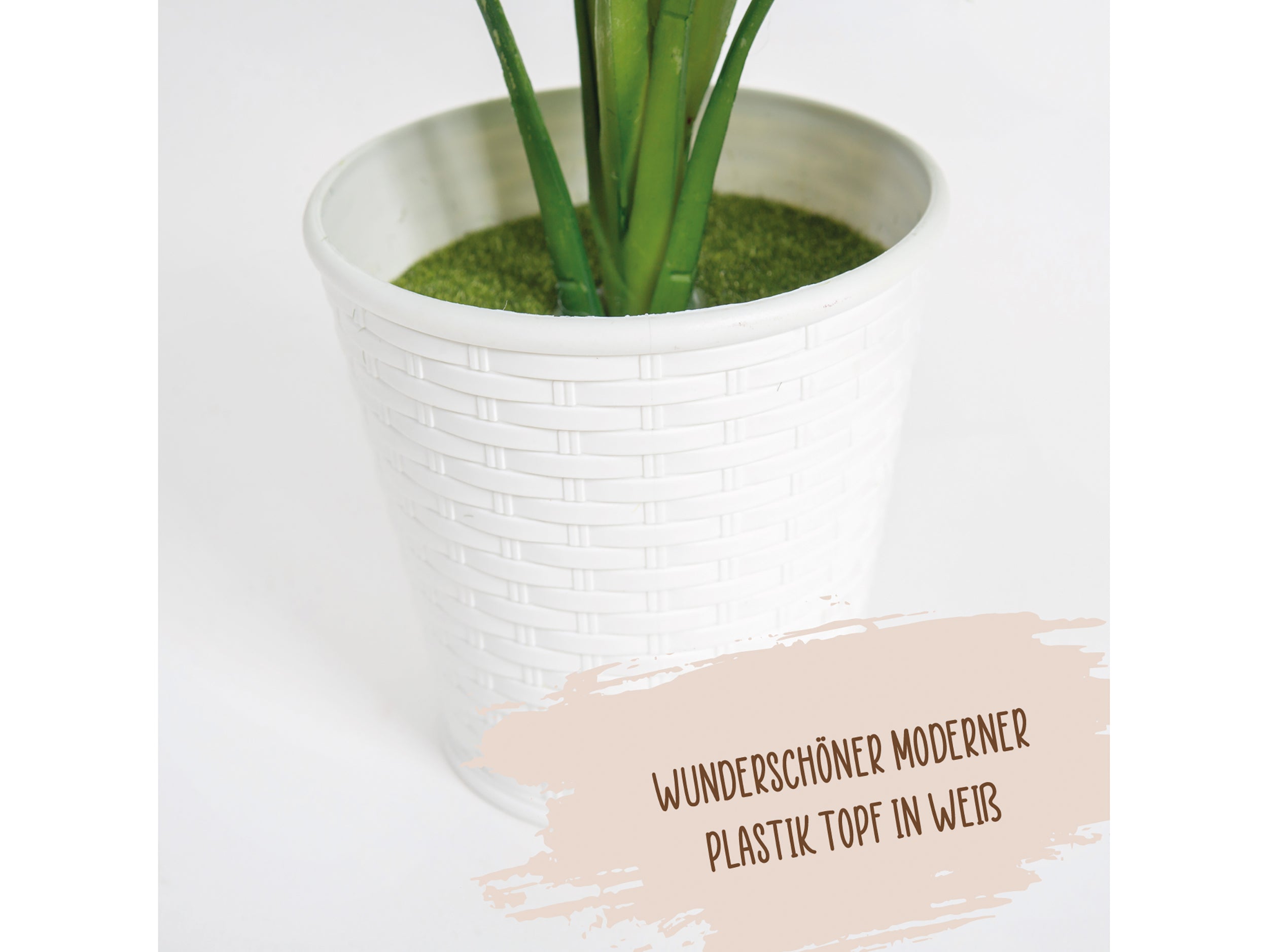 Kunstpflanze Dieffenbachia im Rattan Übertopf 32 cm