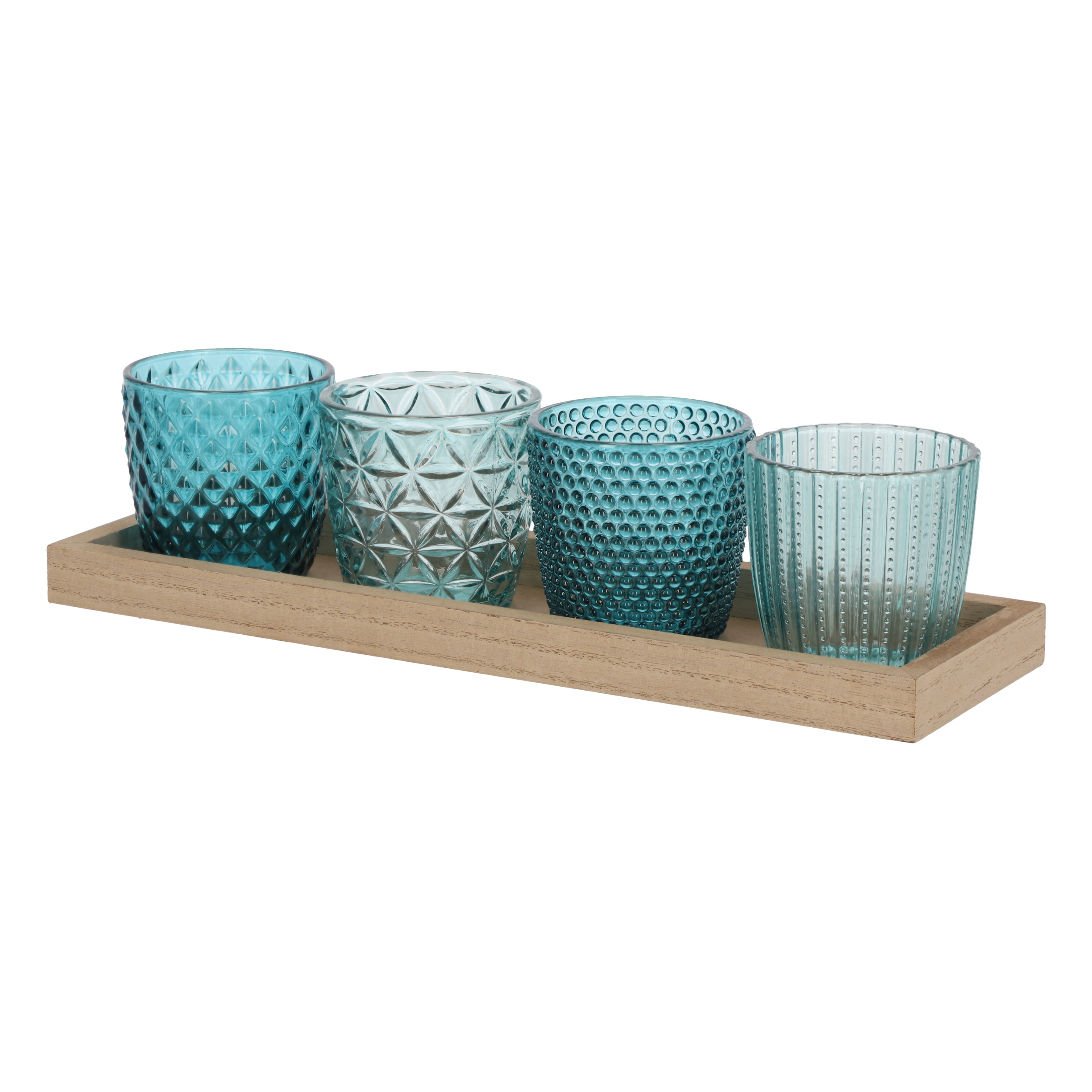 Windlicht Set 4-teilig inkl. Dekotablett
