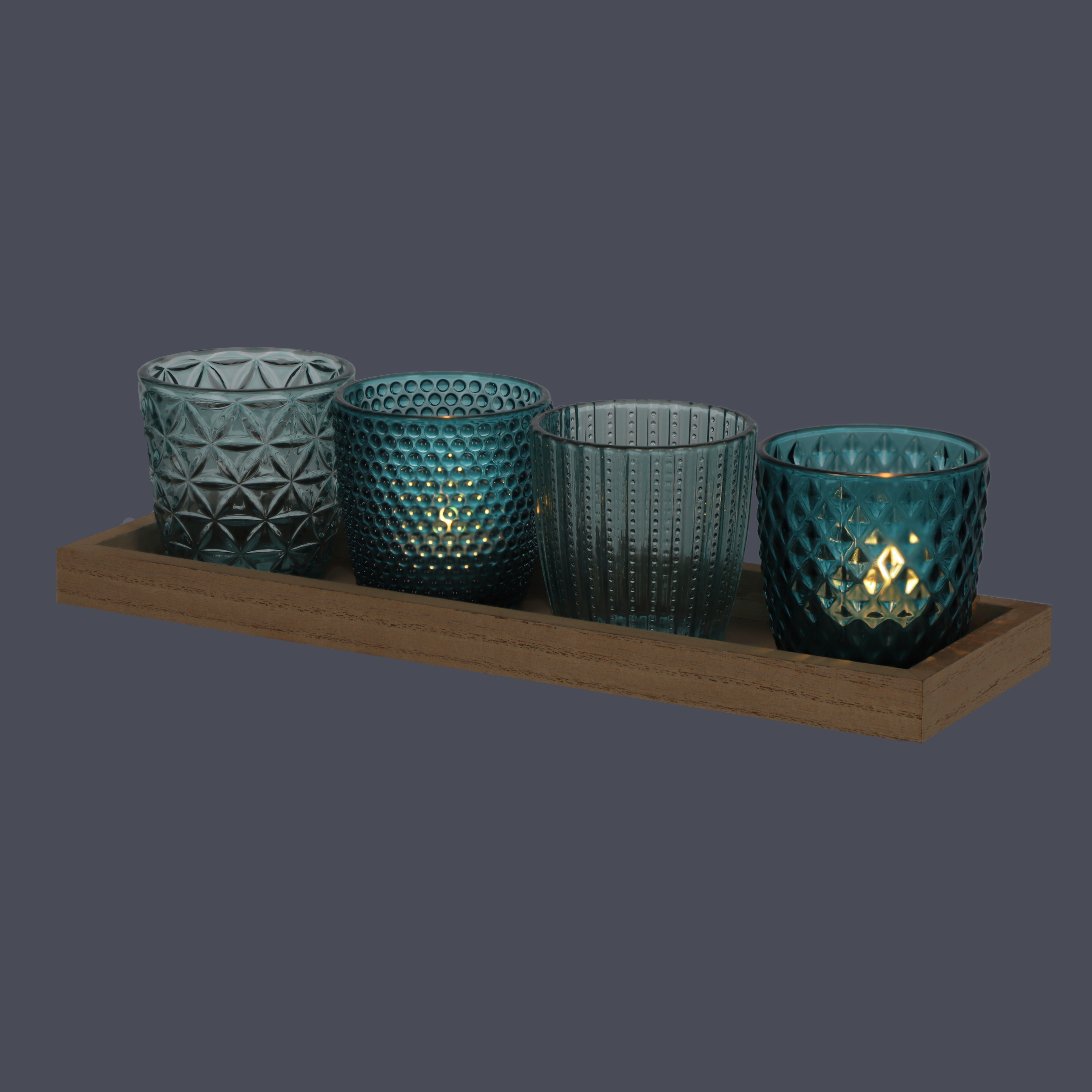 Windlicht Set 4-teilig inkl. Dekotablett