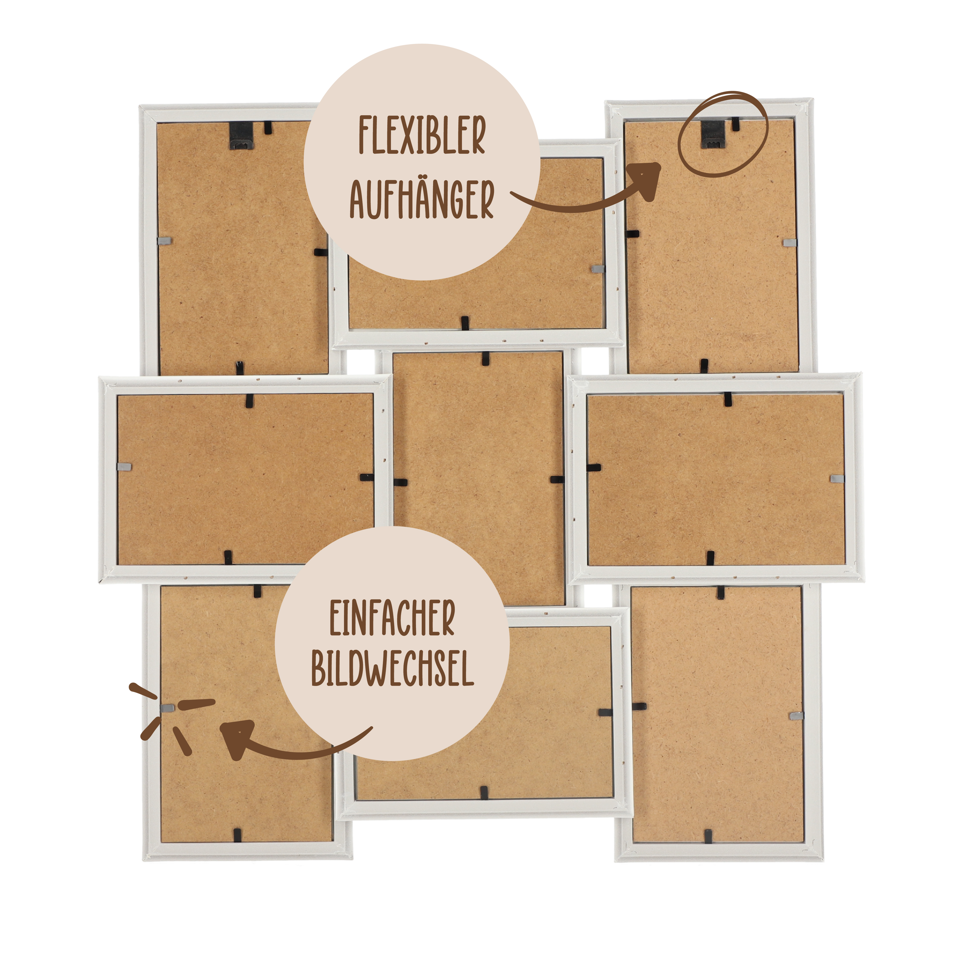 Wackadoo Bilderrahmen Collage 10x15 cm für 9 Fotos - Weiß COLLAGERAHMEN