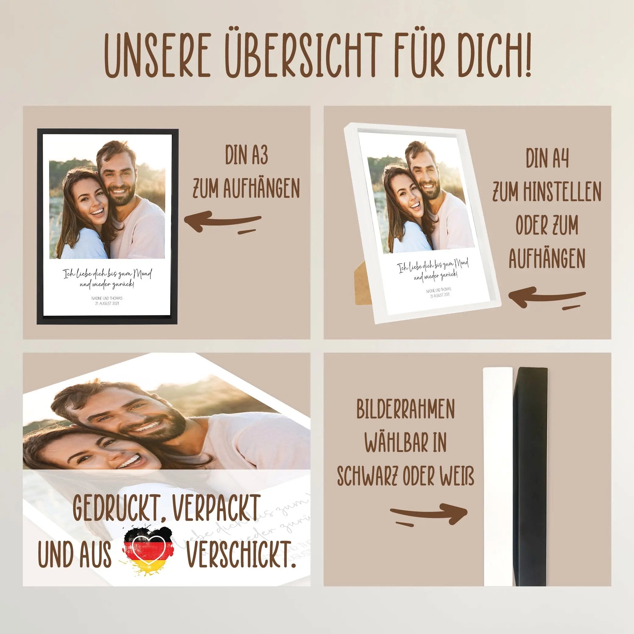 Wackadoo Poster Bild mit Text Personalisiertes Geschenk inklusive Bilderrahmen aus Holz Geschenkideen
