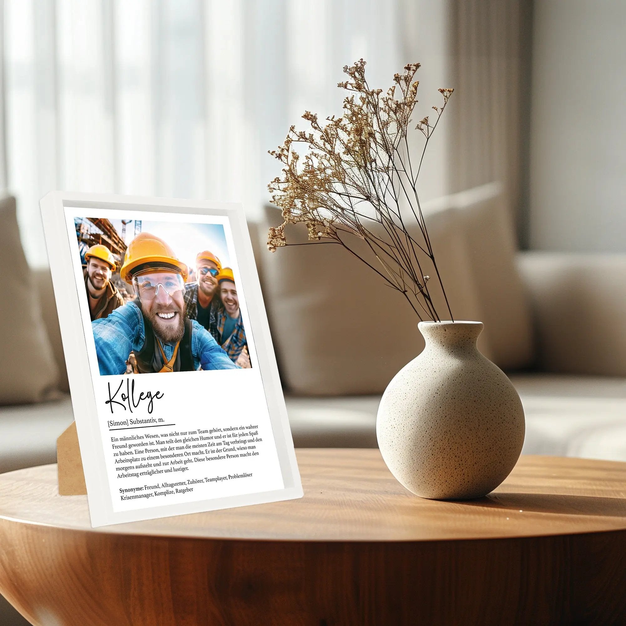 Wackadoo Poster Kollege mit Foto und Namen Personalisiertes Geschenk inklusive Bilderrahmen aus Holz Geschenkideen