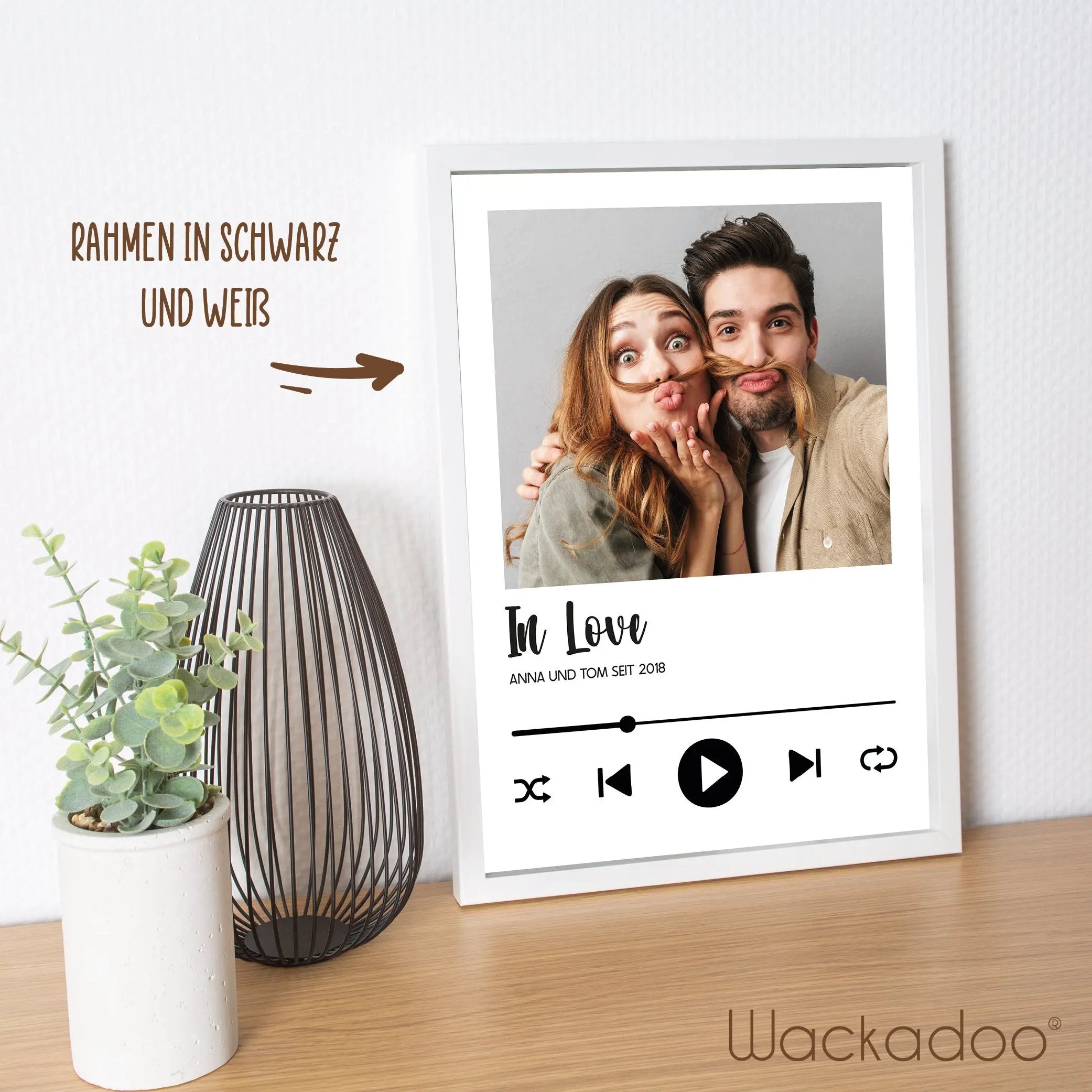 Wackadoo Poster Song Cover mit Foto und individuellem Text Personalisiertes Geschenk inklusive Bilderrahmen aus Holz Geschenkideen