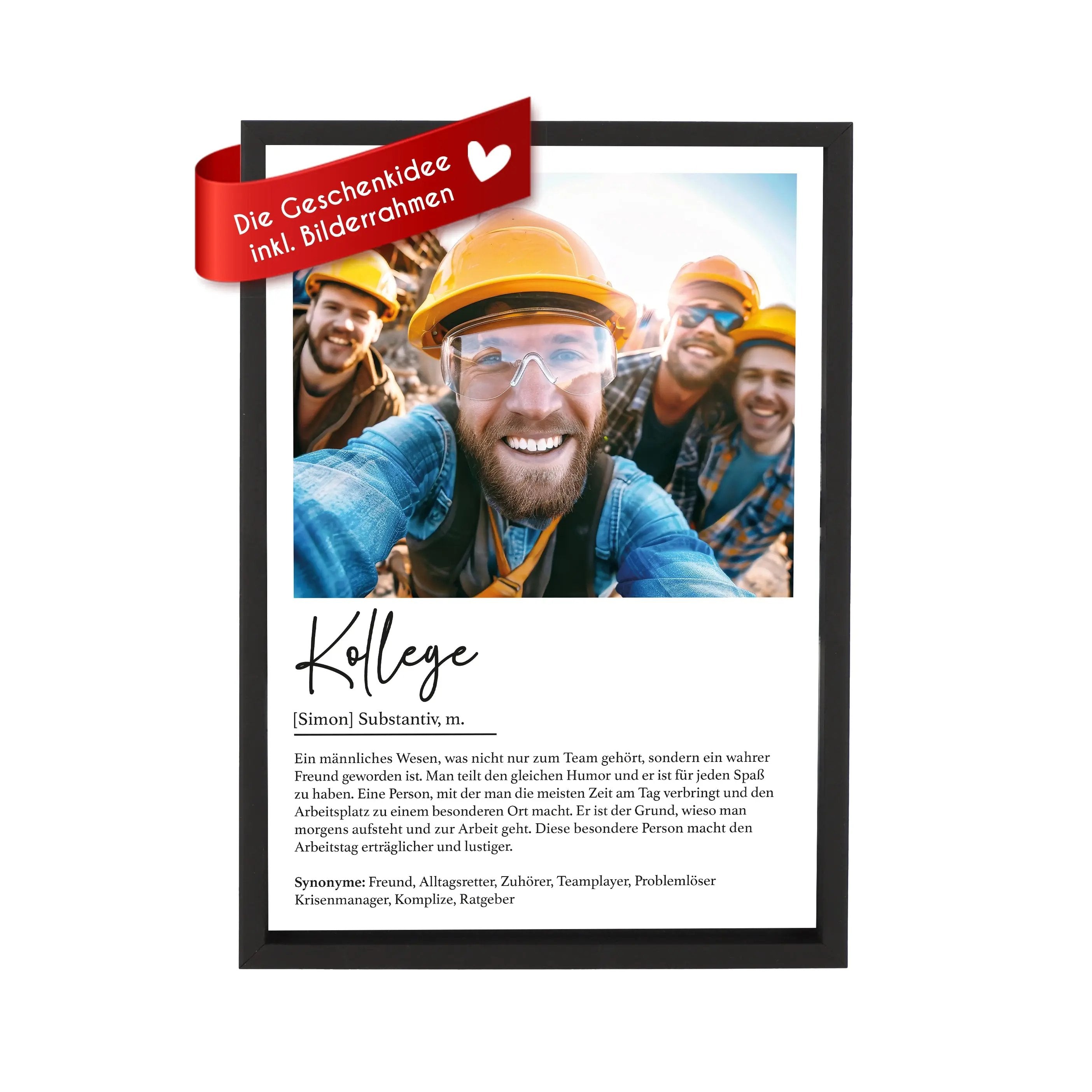 Wackadoo Poster Kollege mit Foto und Namen Personalisiertes Geschenk inklusive Bilderrahmen aus Holz Geschenkideen