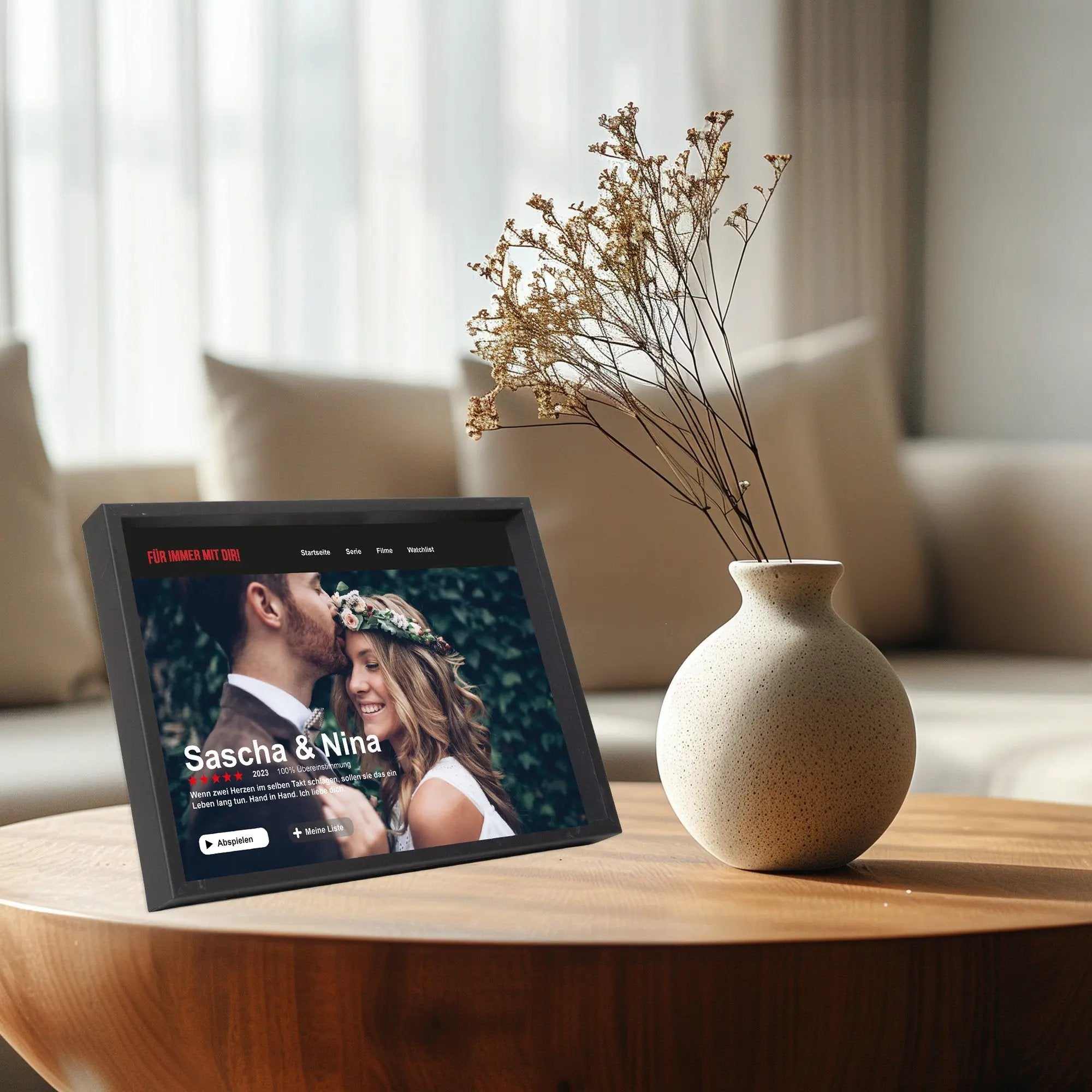 Wackadoo Poster Filmtitel mit Foto und individuellem Text Personalisiertes Geschenk inklusive Bilderrahmen aus Holz Geschenkideen