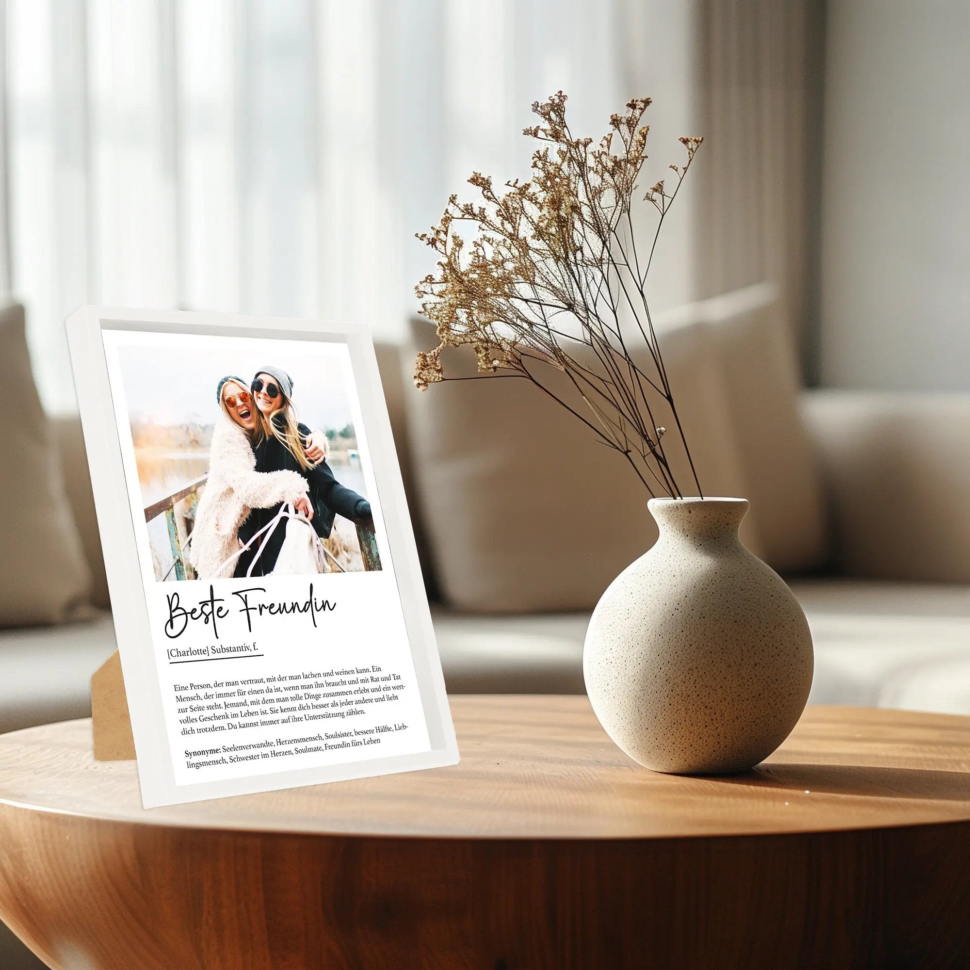 Wackadoo Poster Beste Freundin mit Foto und Namen Personalisiertes Geschenk inklusive Bilderrahmen aus Holz Geschenkideen